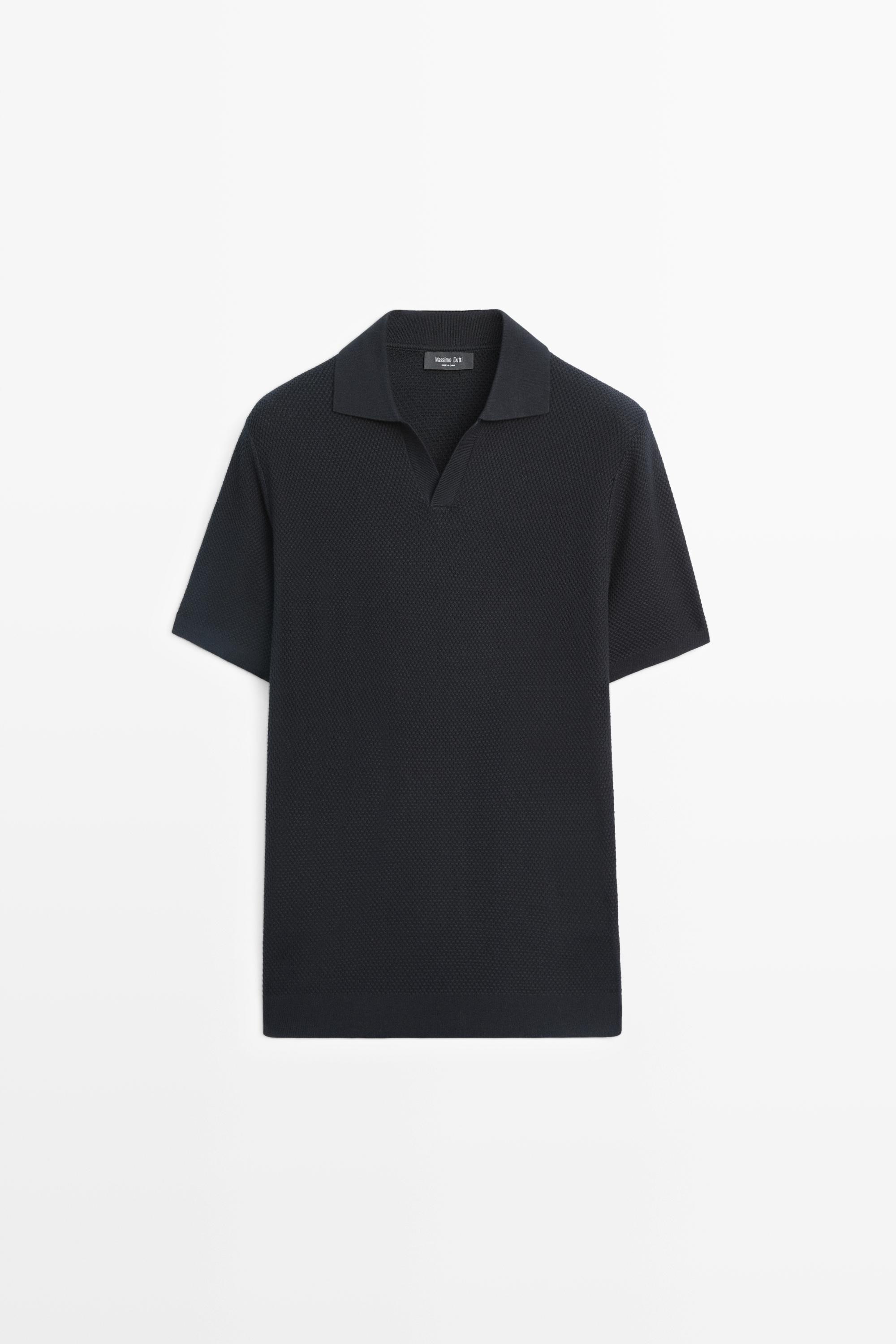Massimo Dutti Pamuk karışımlı v yaka triko polo