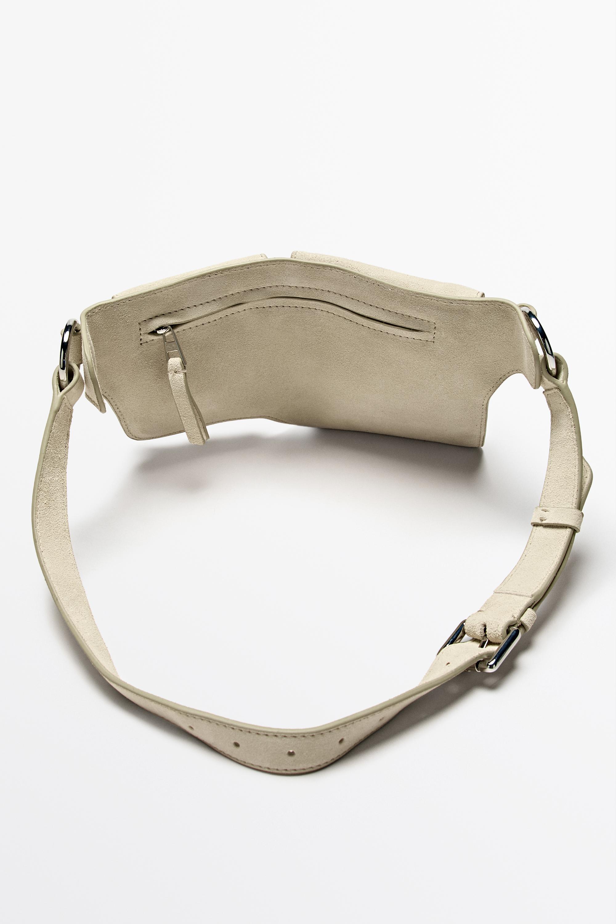 Split leather double compartment belt bag — Off white