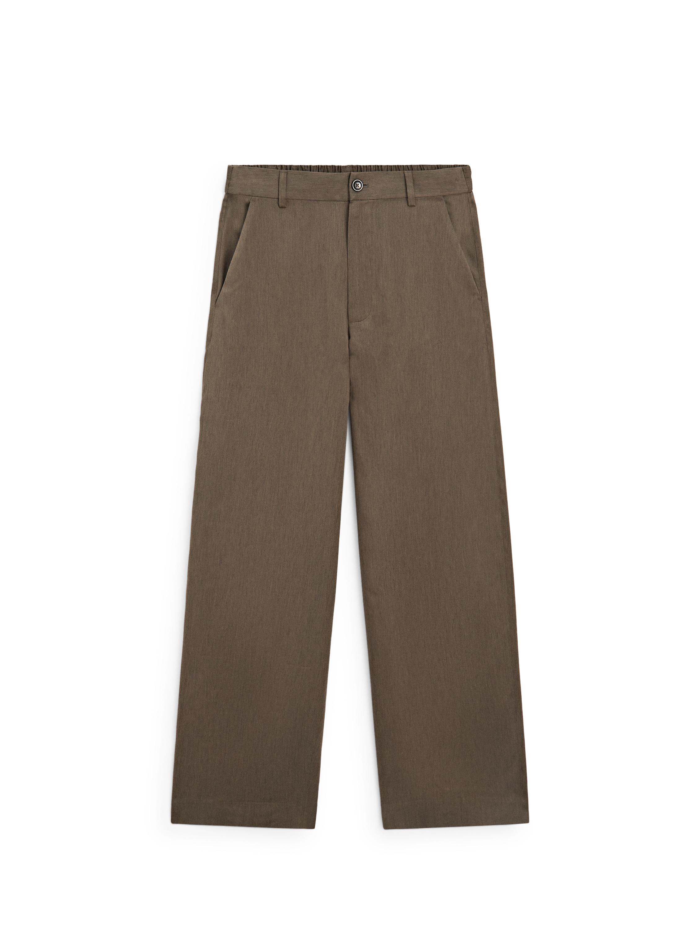 Flowing trousers with elasticated waistband — DARK GREEN
