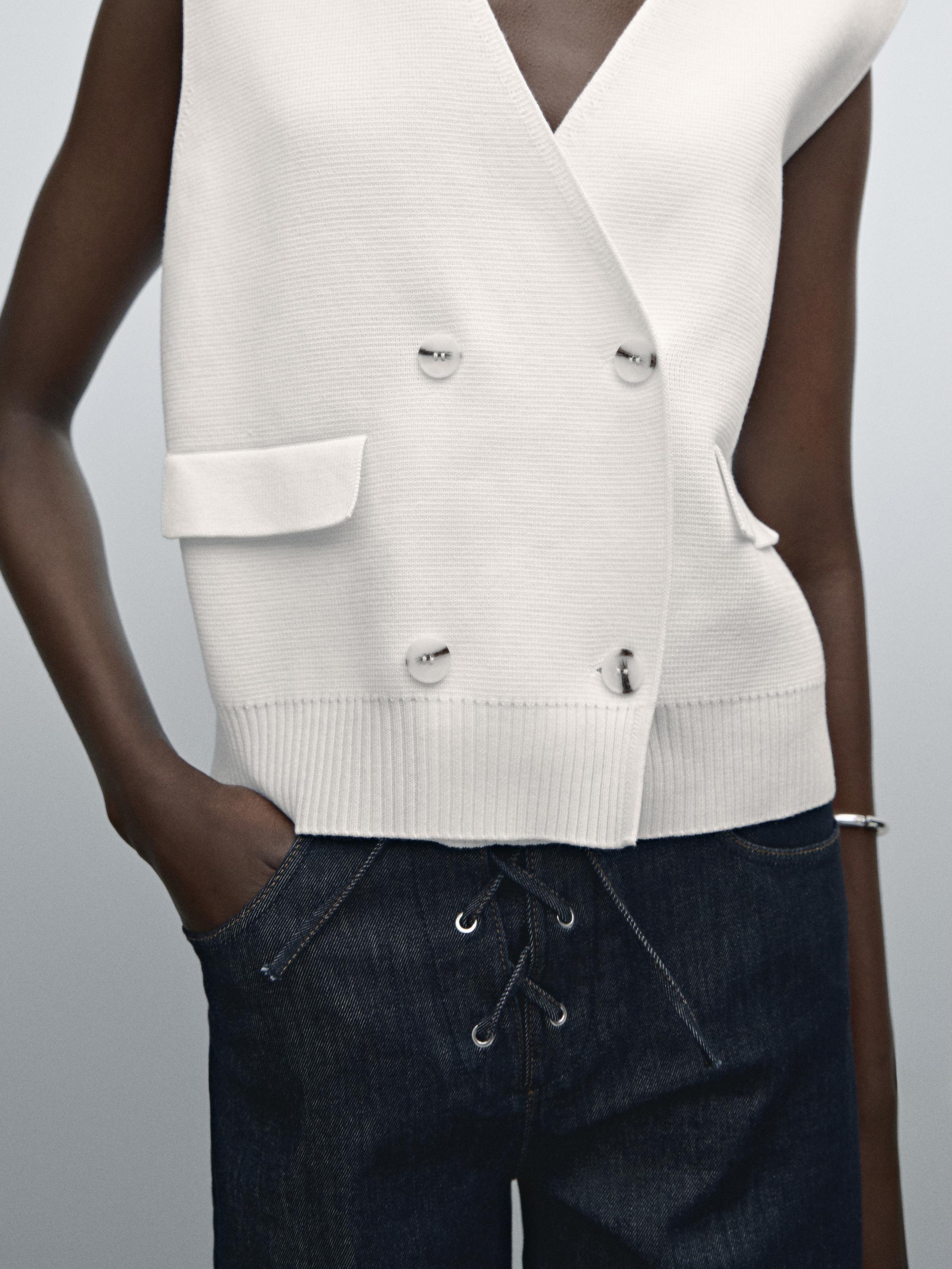 Kamizelka z dzianiny milano z dwoma rzędami guzików