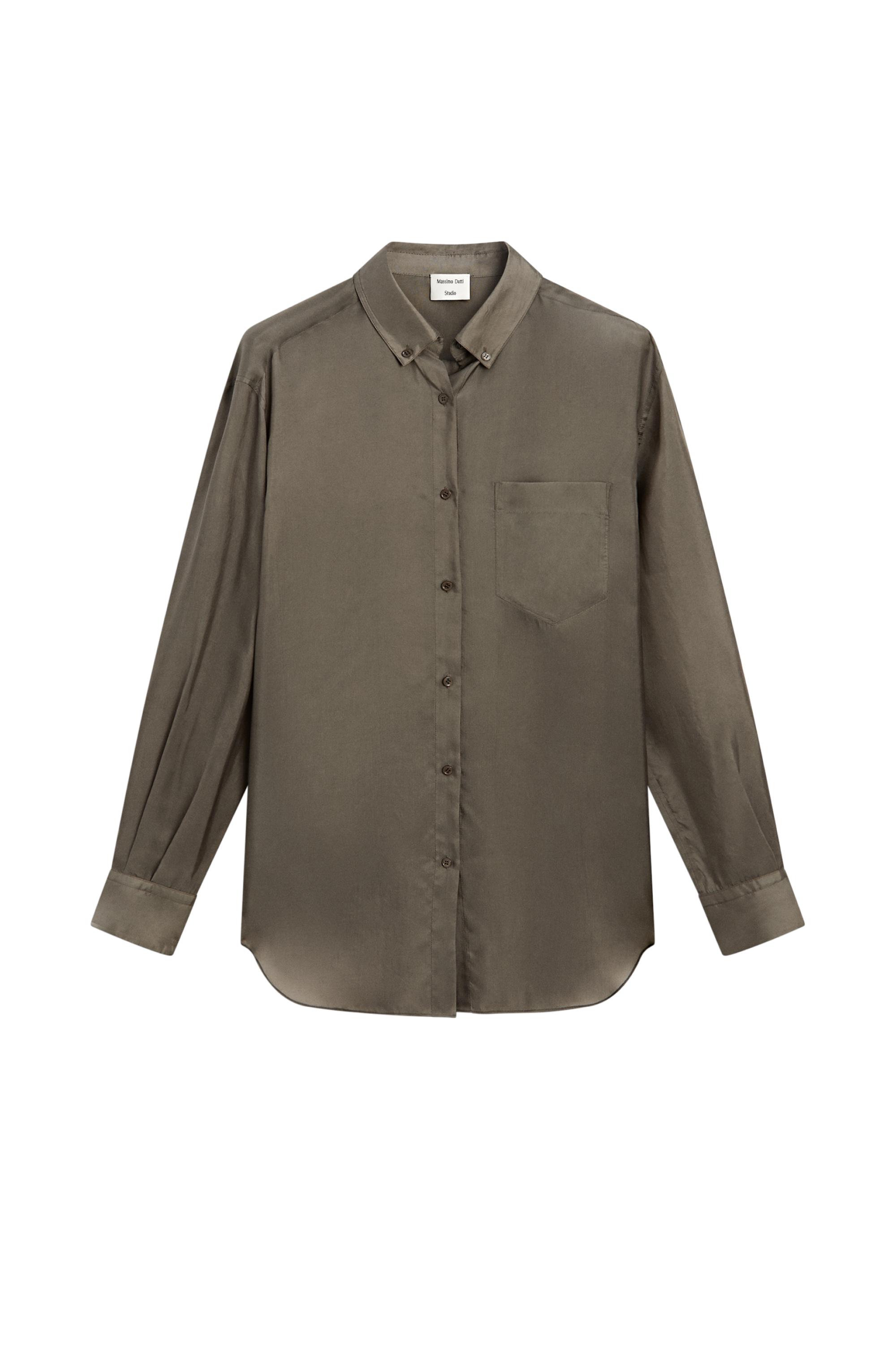 Flowing satin shirt with pocket - STUDIO — STONE