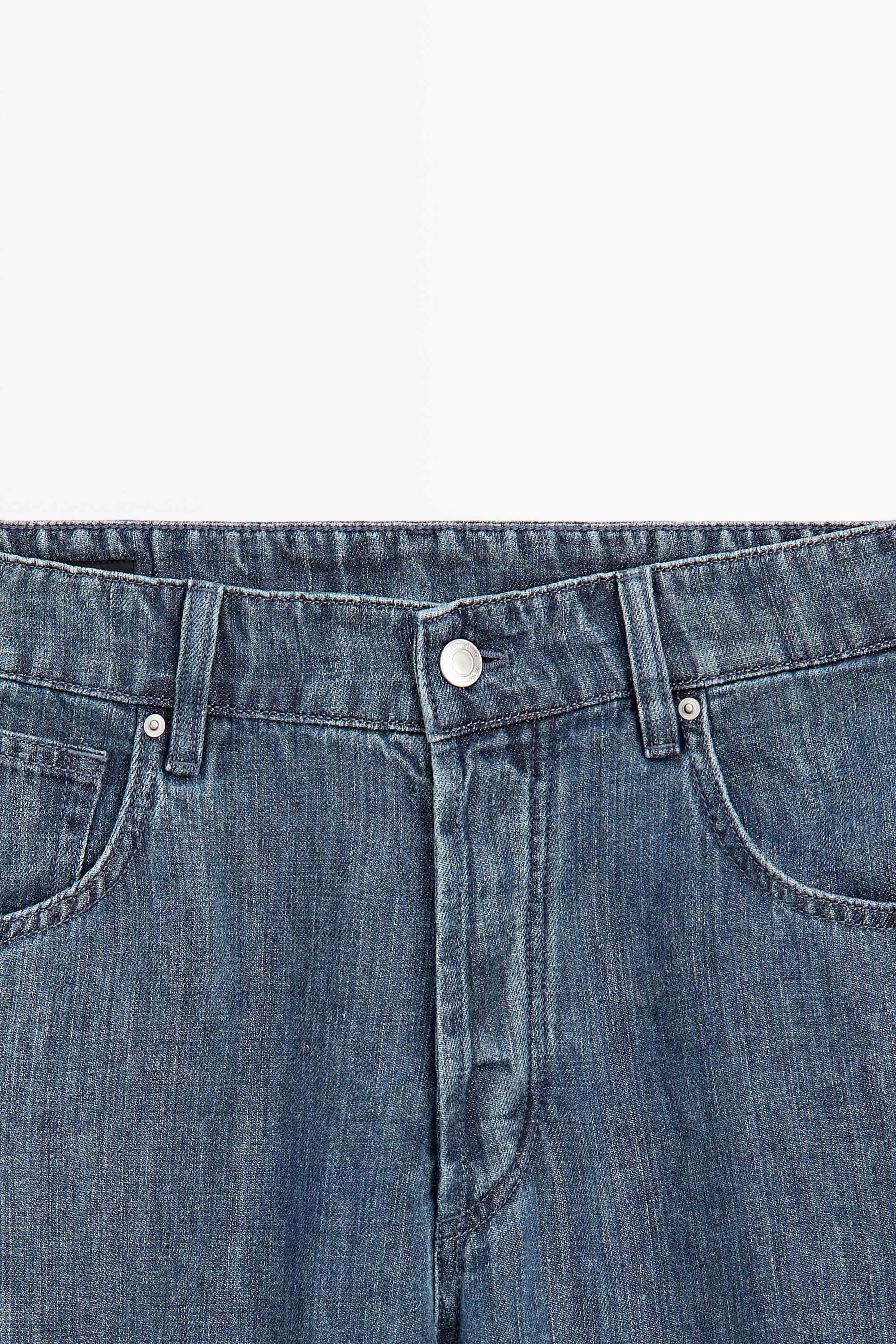 100% linen wide-leg jeans — DARK BLUE