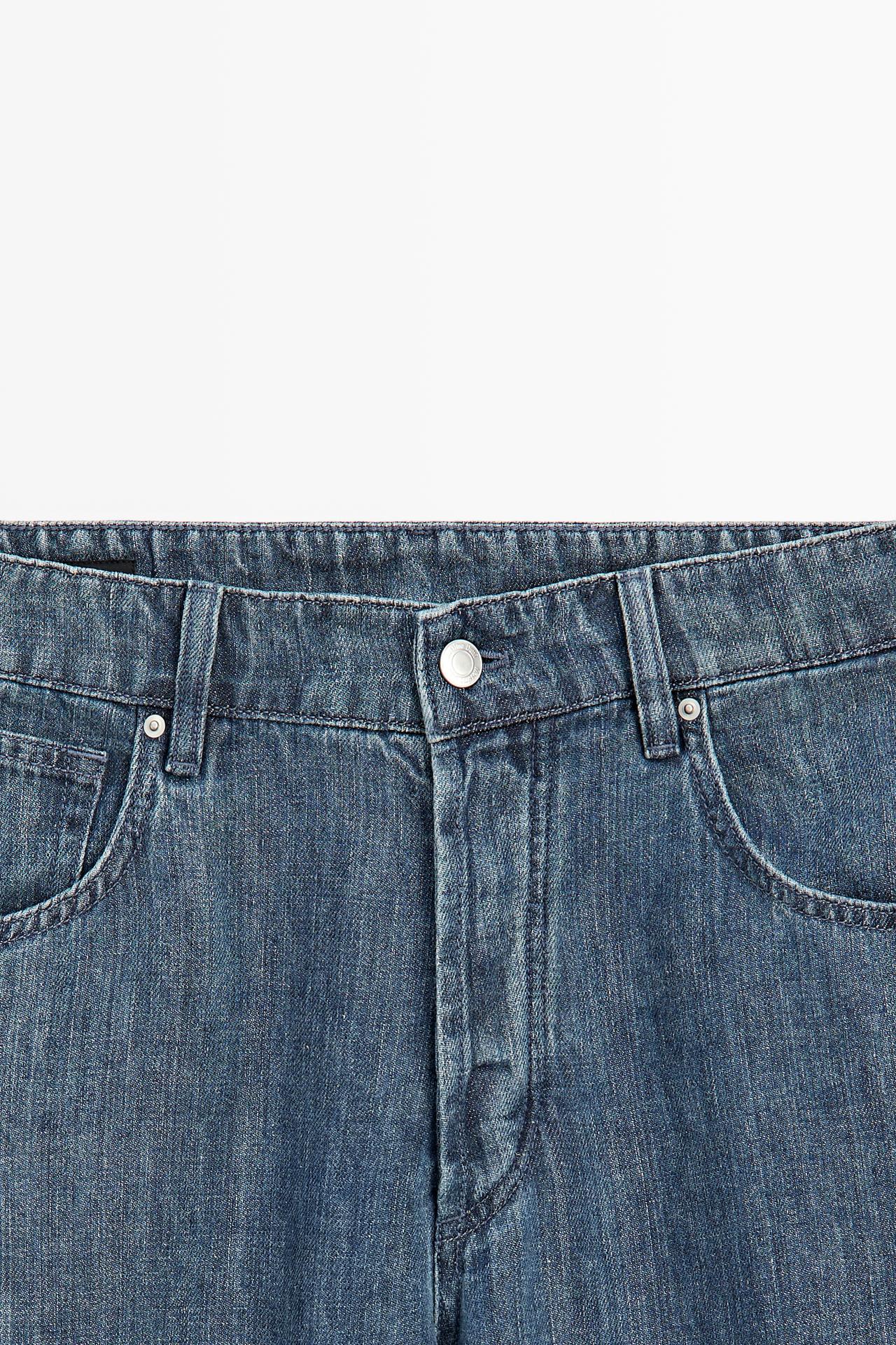 100% linen wide-leg jeans — DARK BLUE