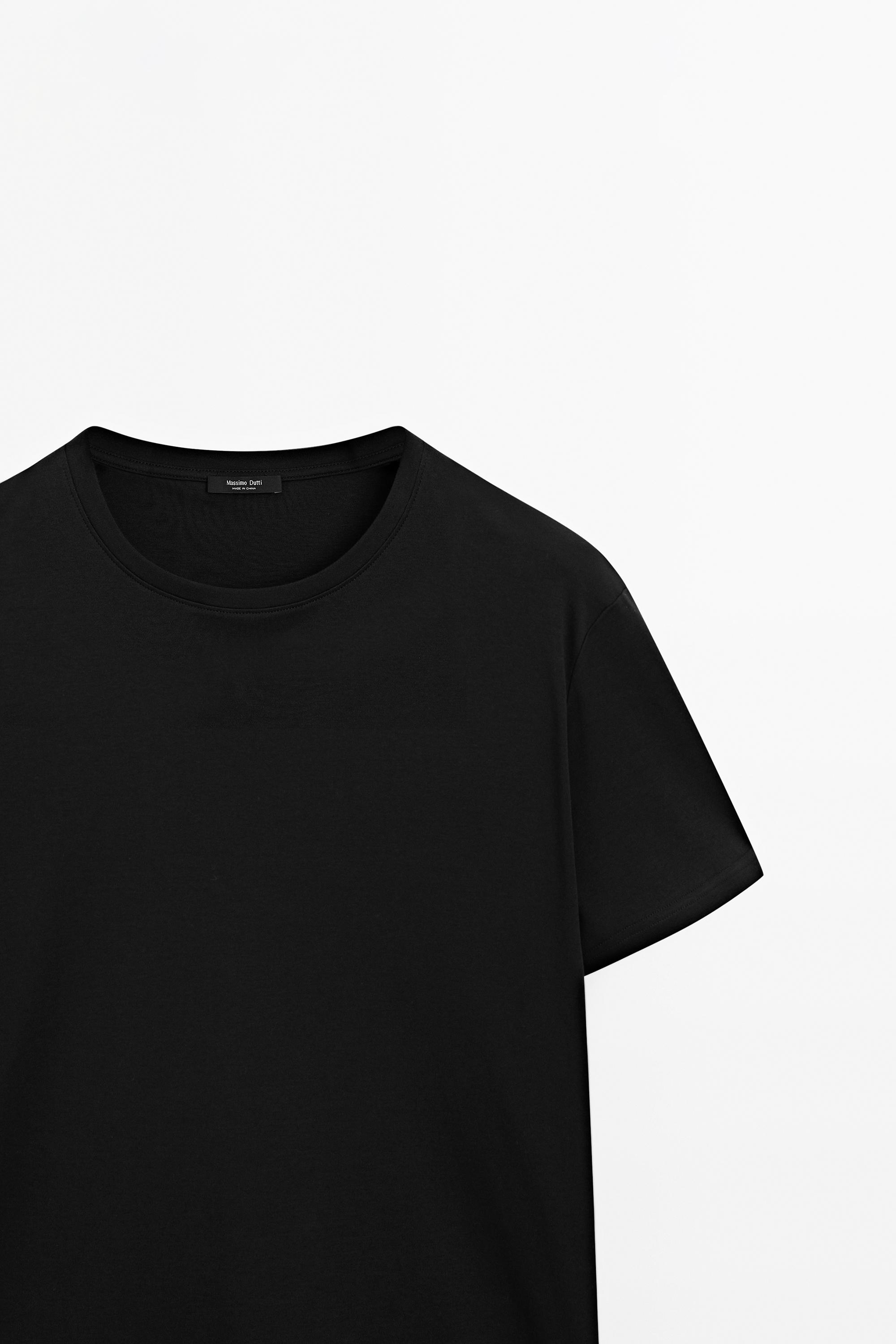 100% mercerised cotton T-shirt — BLACK