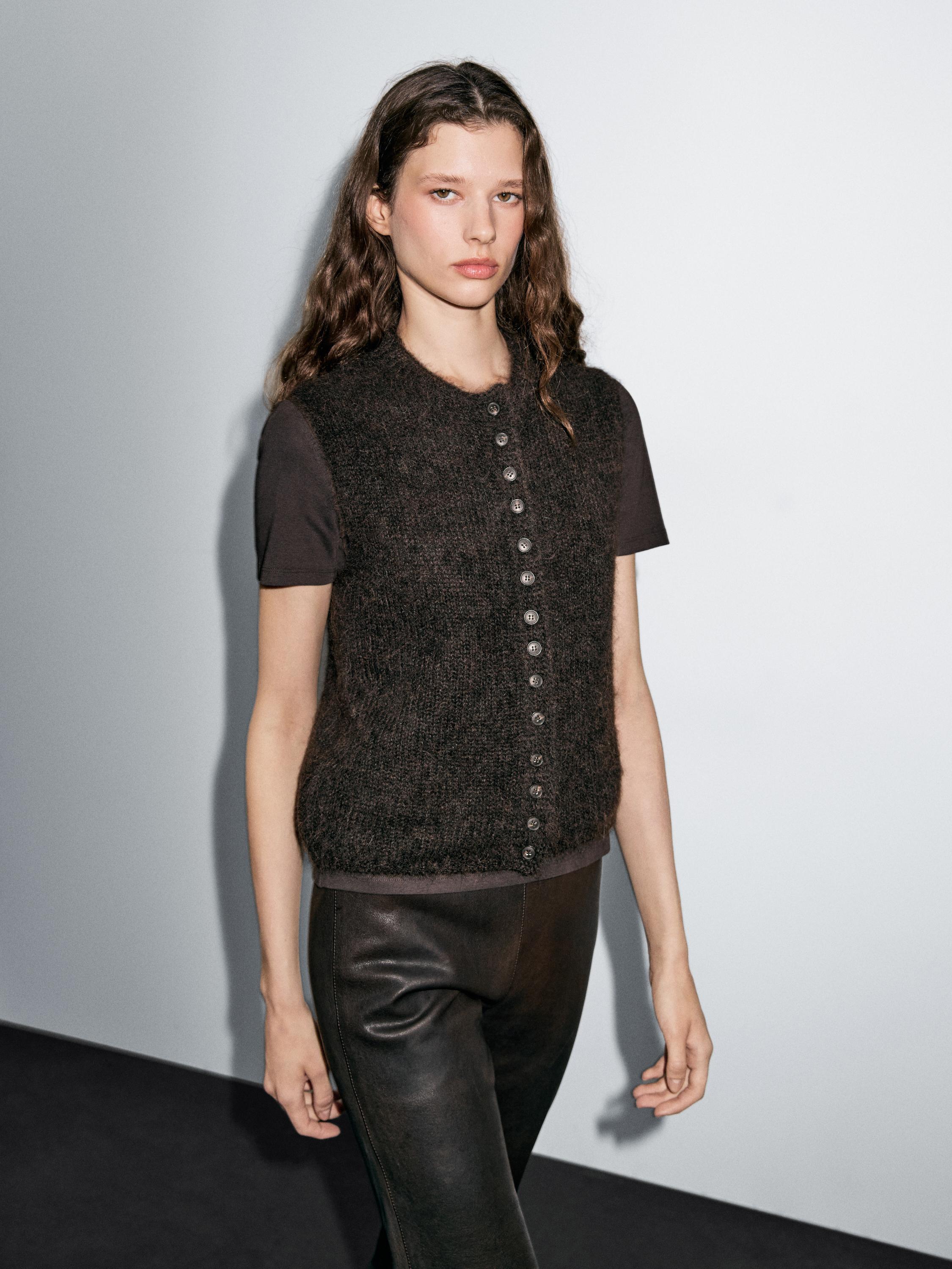 Alpaca blend knit vest