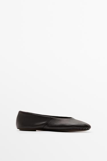 Soft leather ballet flat — BROWN 1
