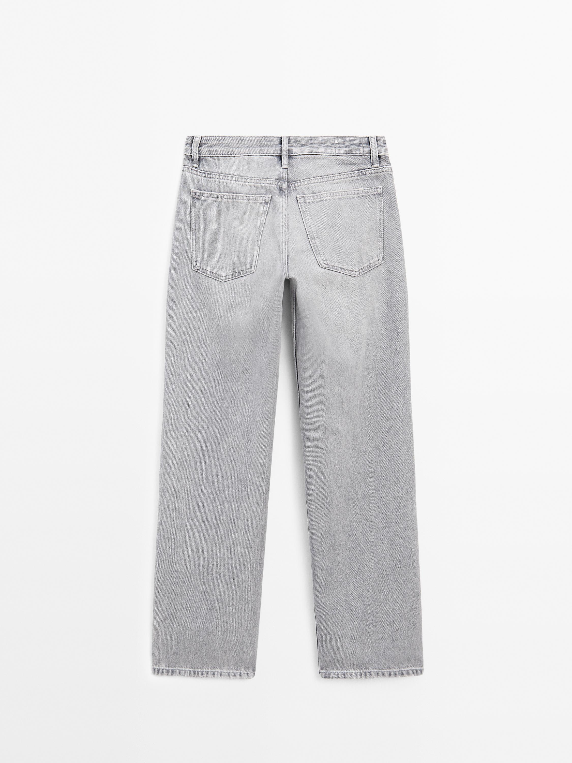 Low-rise straight-leg jeans