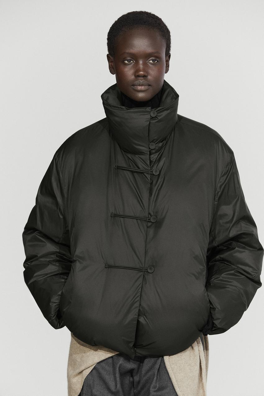 토글 디테일 다운 패딩 재킷 · 무연탄, 다크 레드 · 코트와 자켓 | Massimo Dutti