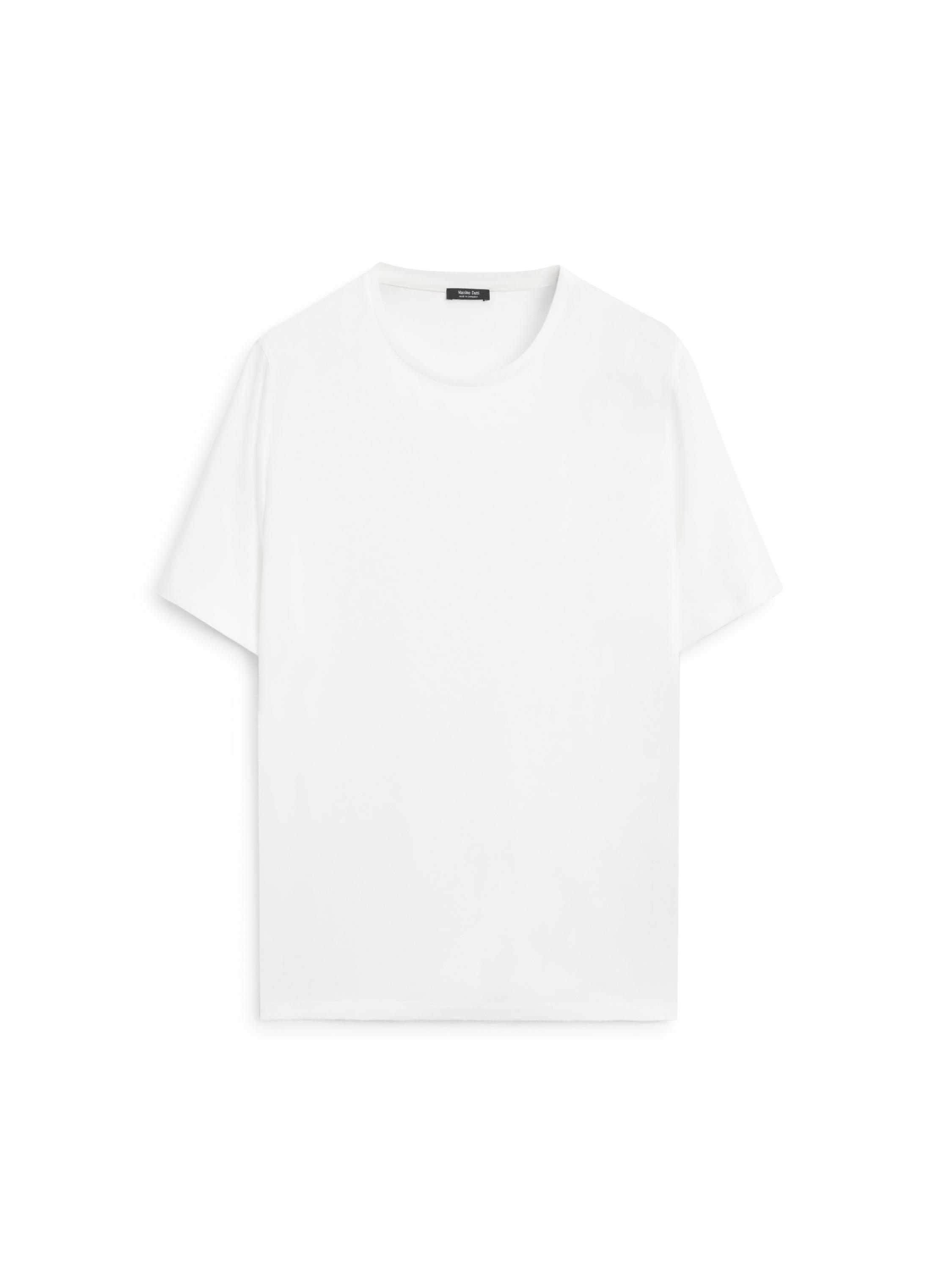 Short sleeve linen and cotton T-shirt — Off white