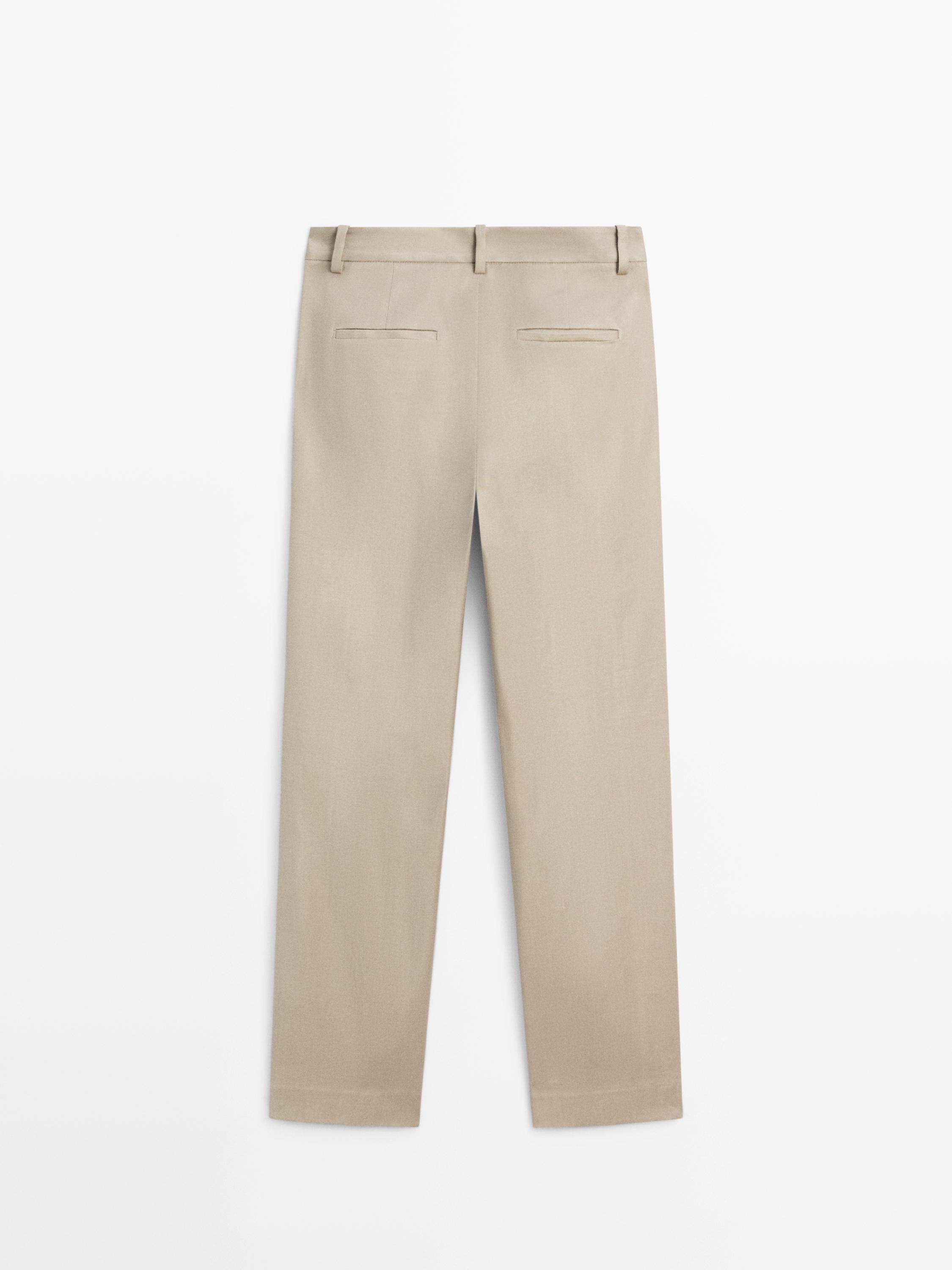 Keten karışımlı straight fit pantolon