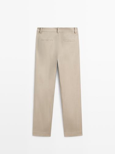 Straight-leg linen blend trousers — BEIGE 6