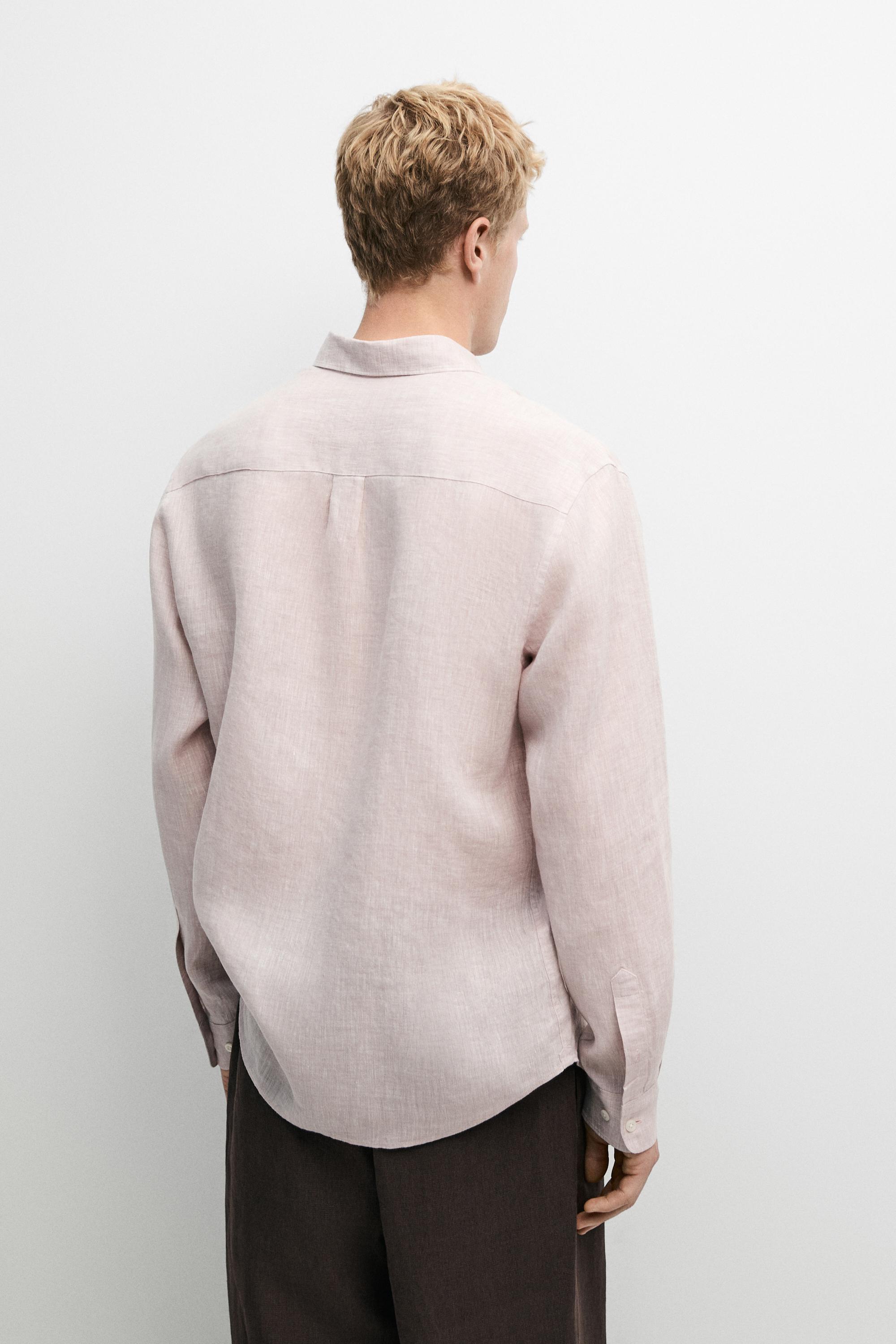 100% Linen regular fit shirt — MAUVE
