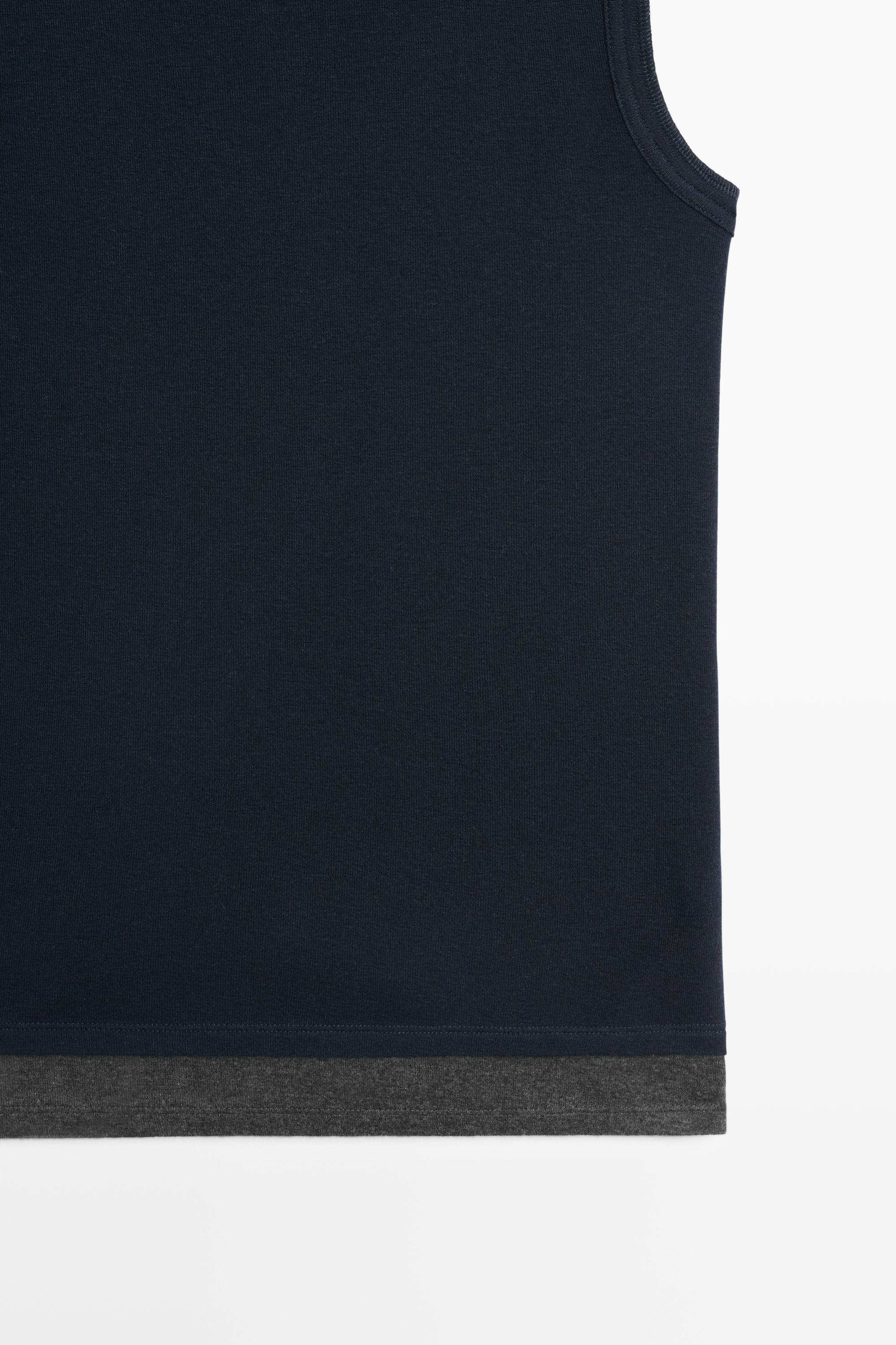 Wool blend double-layer T-shirt — NAVY BLUE