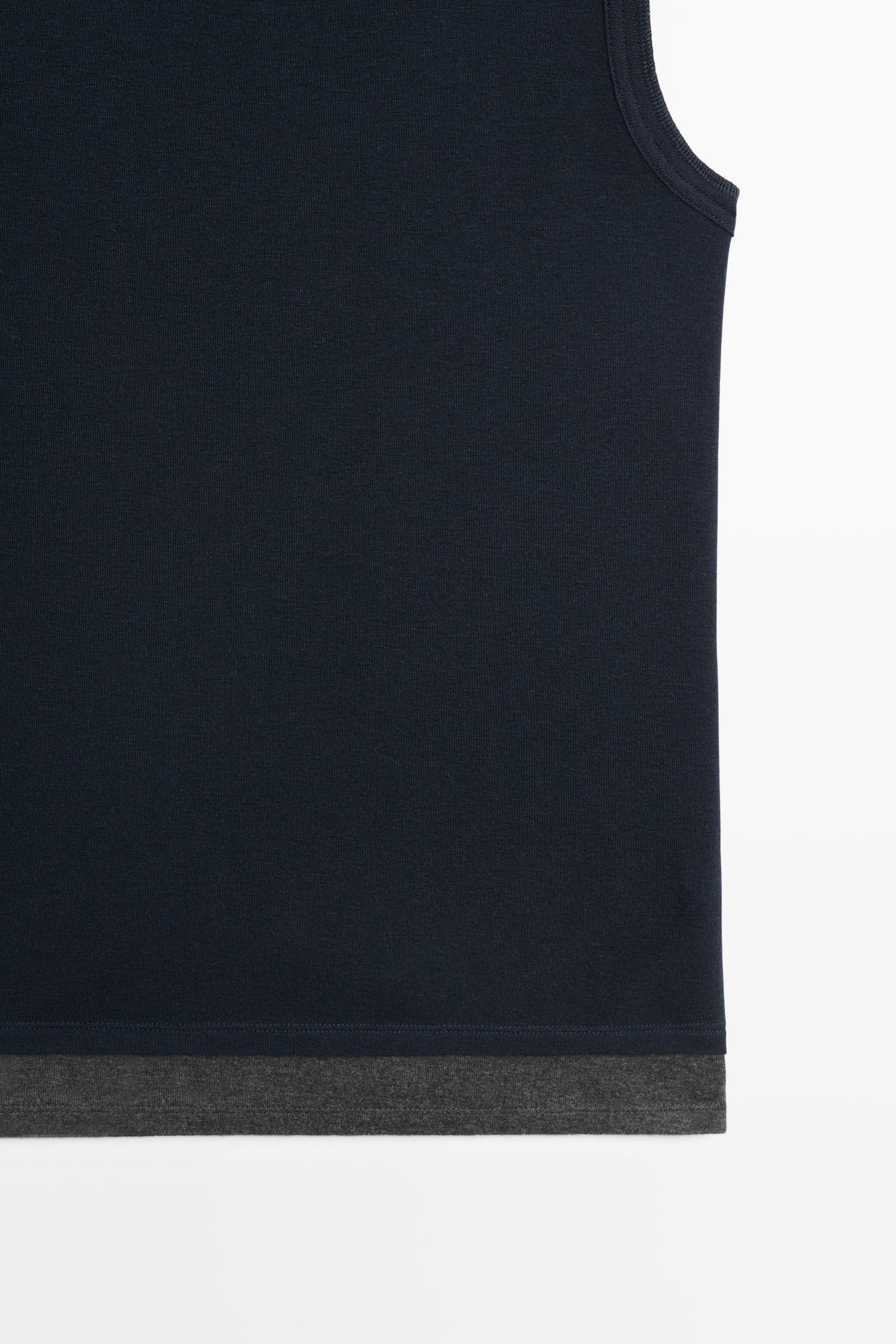 Wool blend double-layer T-shirt — NAVY BLUE