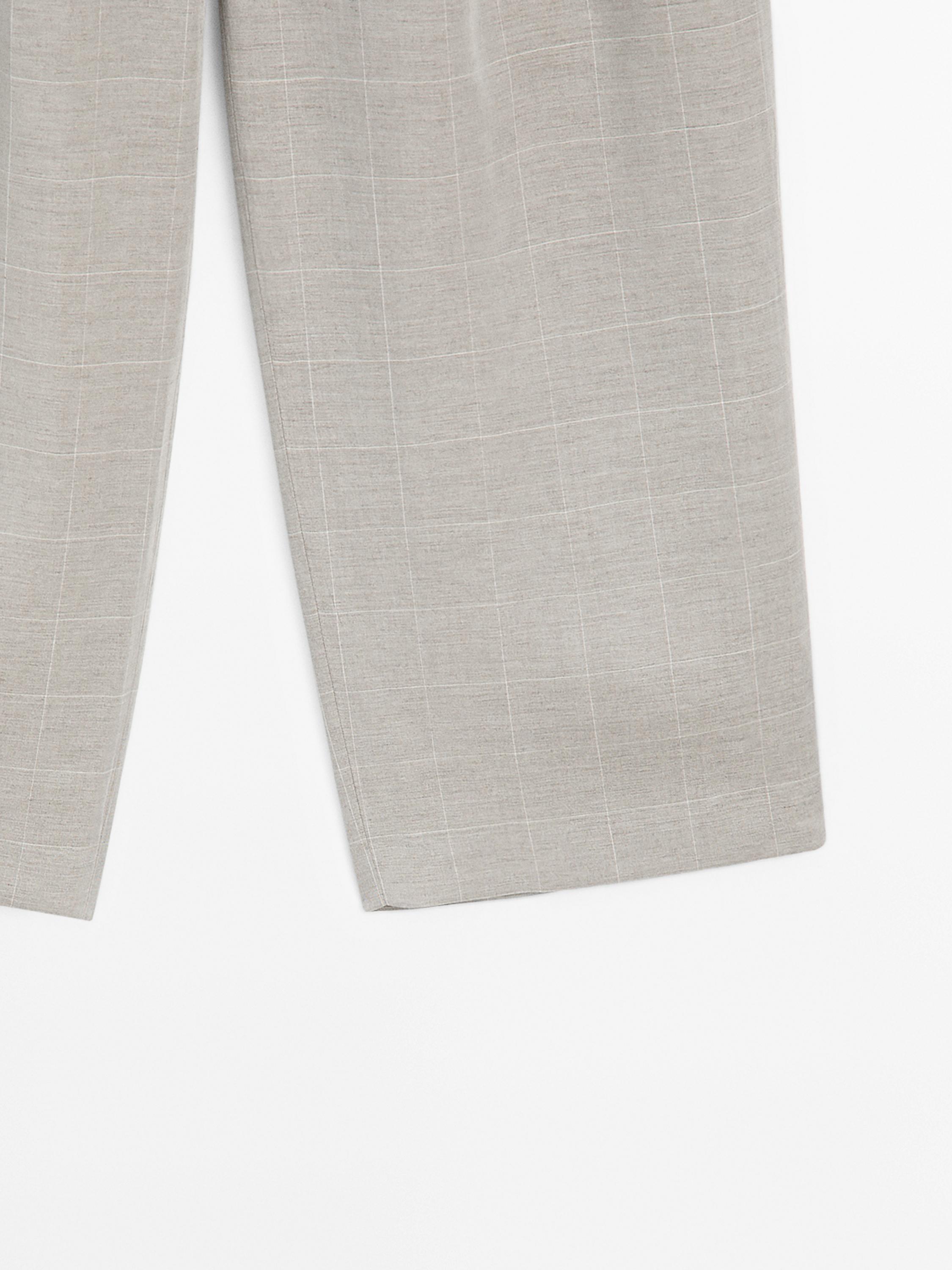 Pantalon lin imprimé carreaux