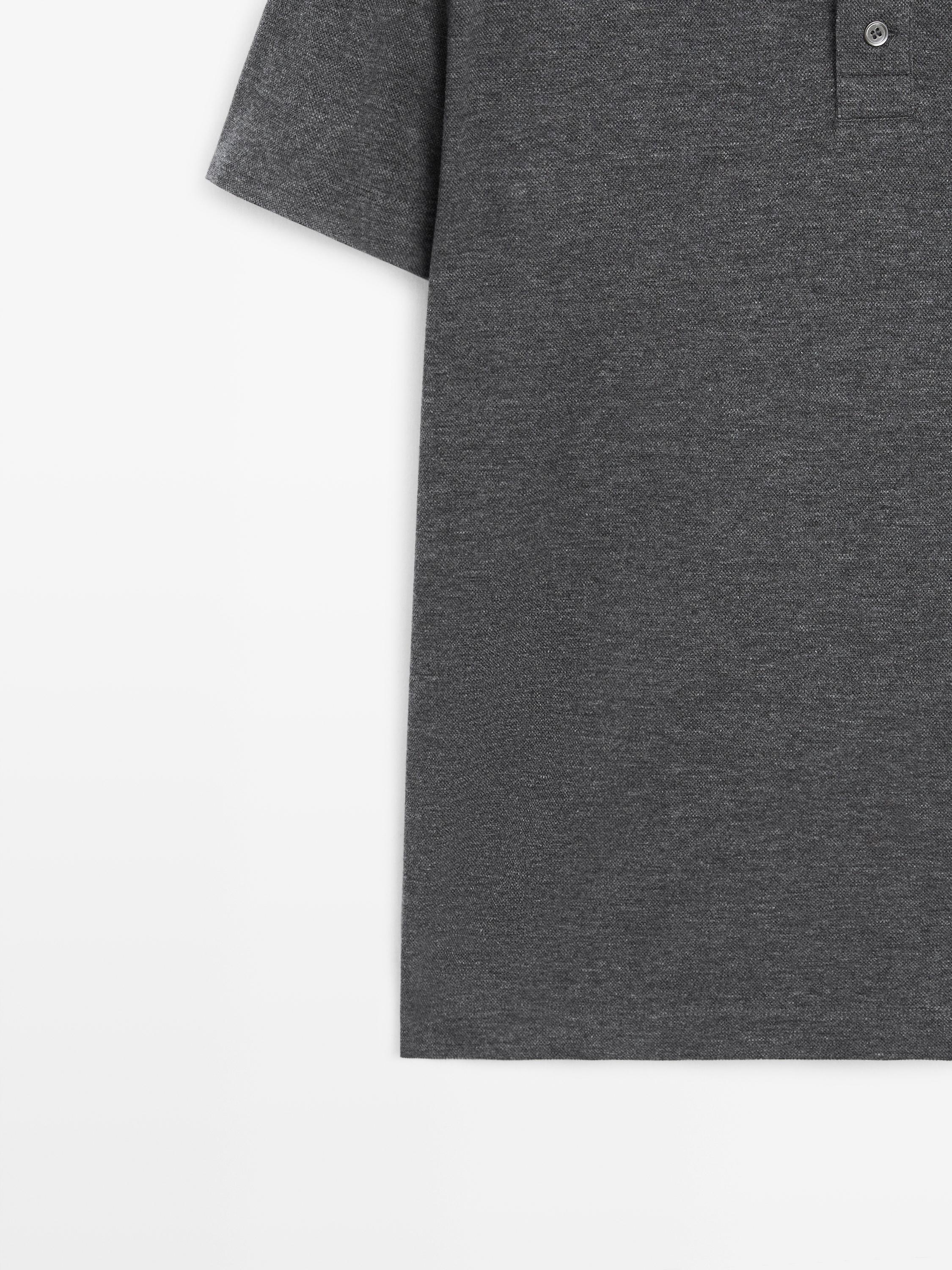Short sleeve cotton polo shirt — ANTHRACITE GREY