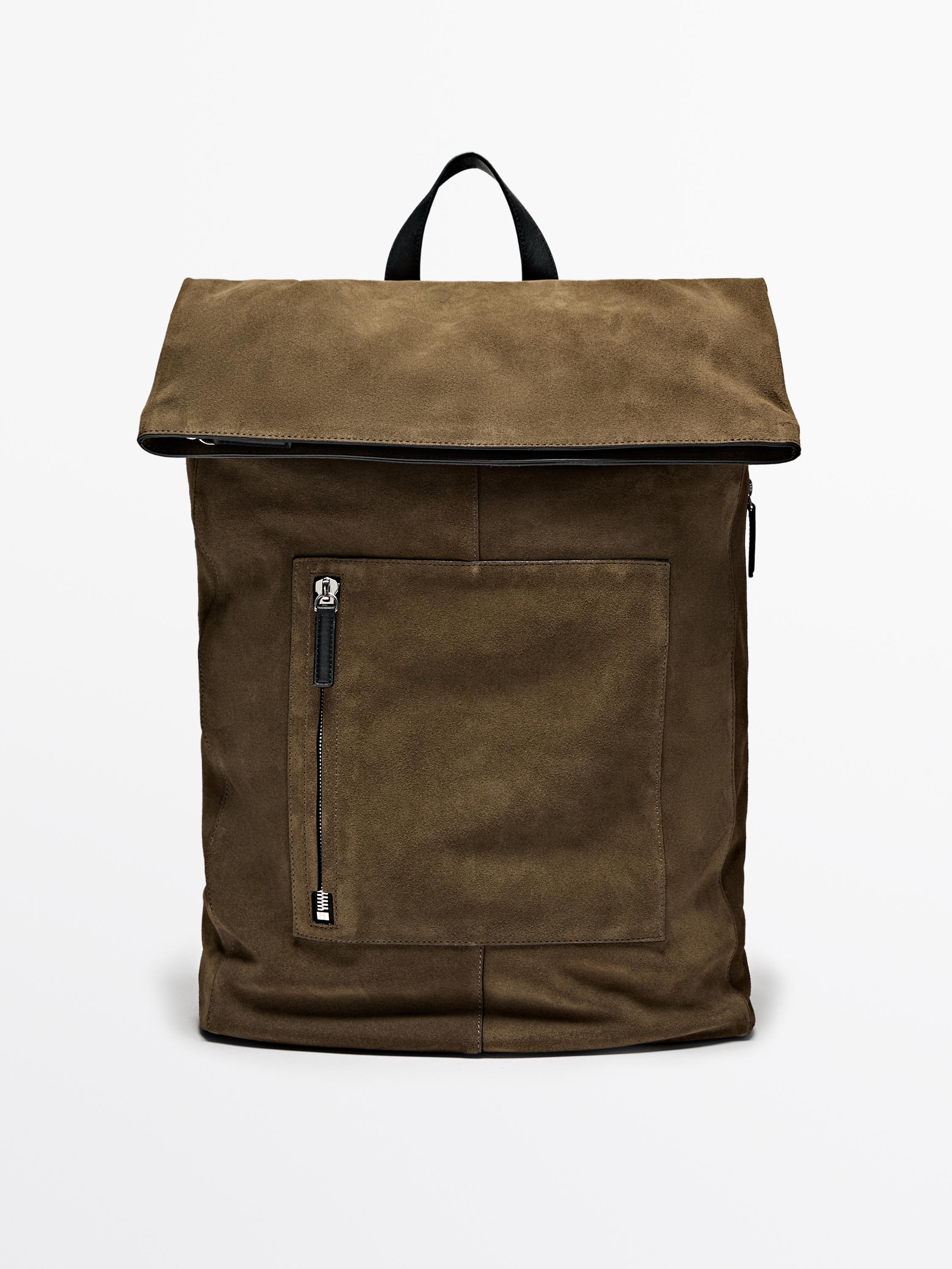 Suede backpack with nappa leather detail