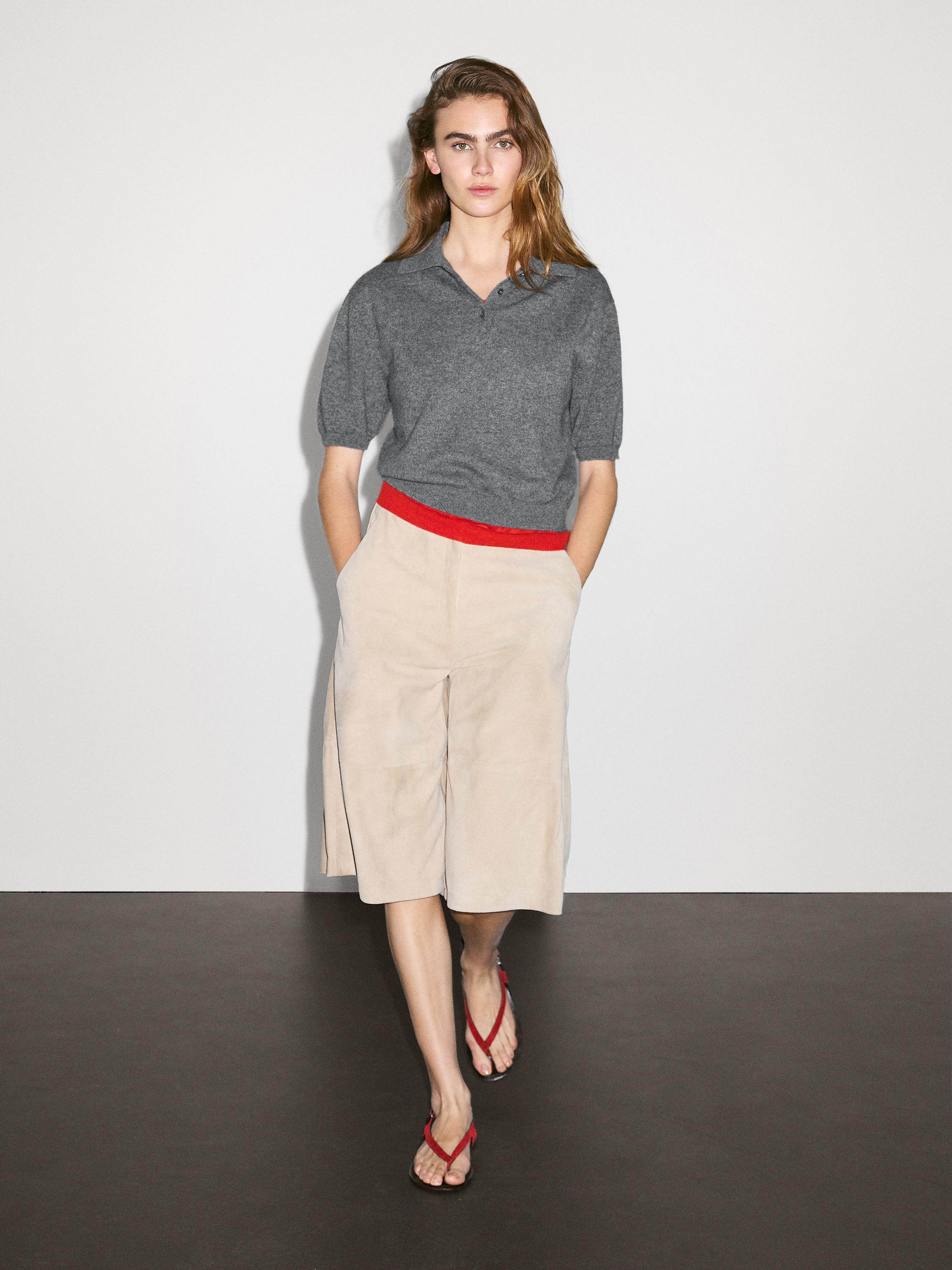 100% cashmere knit short sleeve sweater