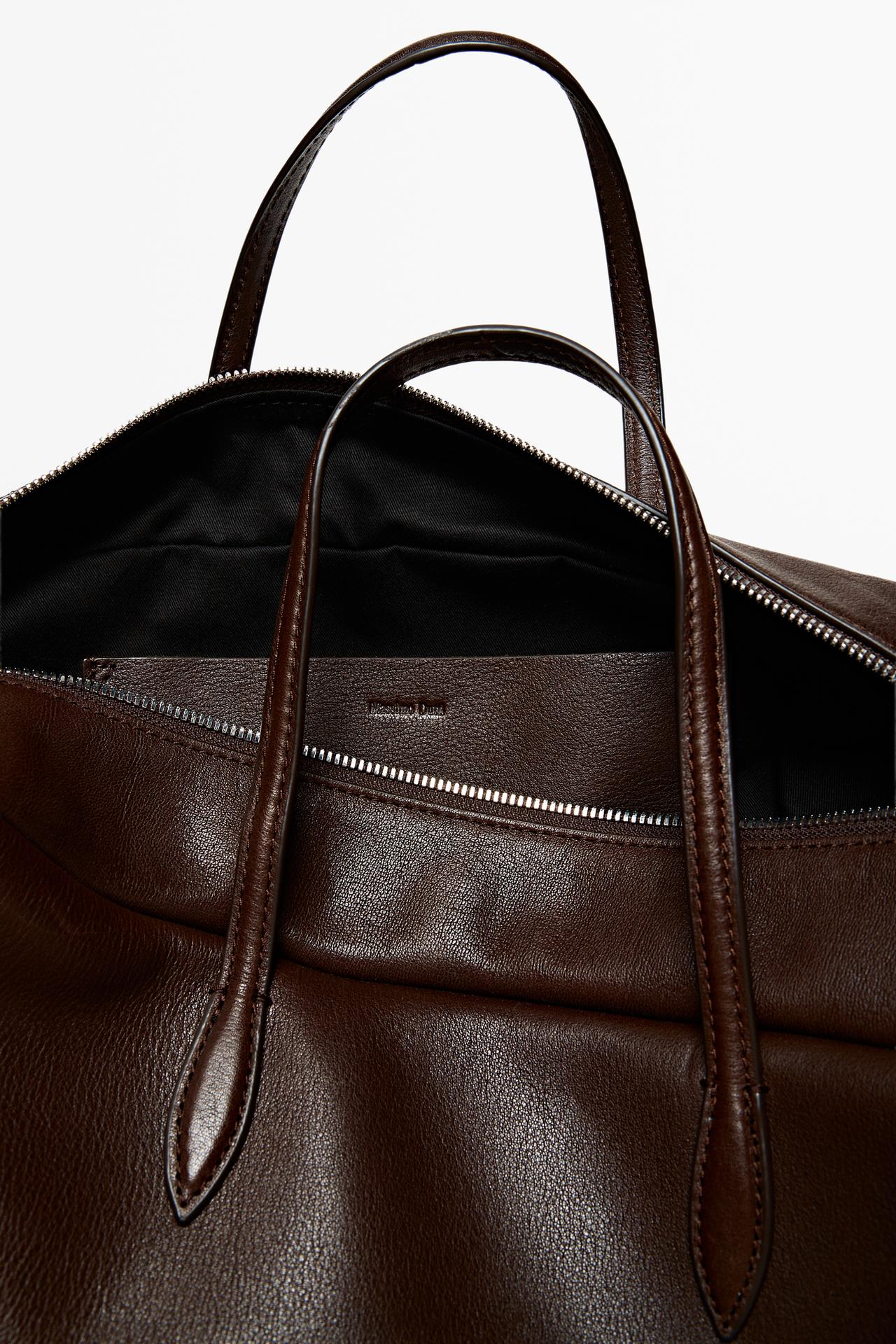 Medium duffle bag in nappa leather — BROWN