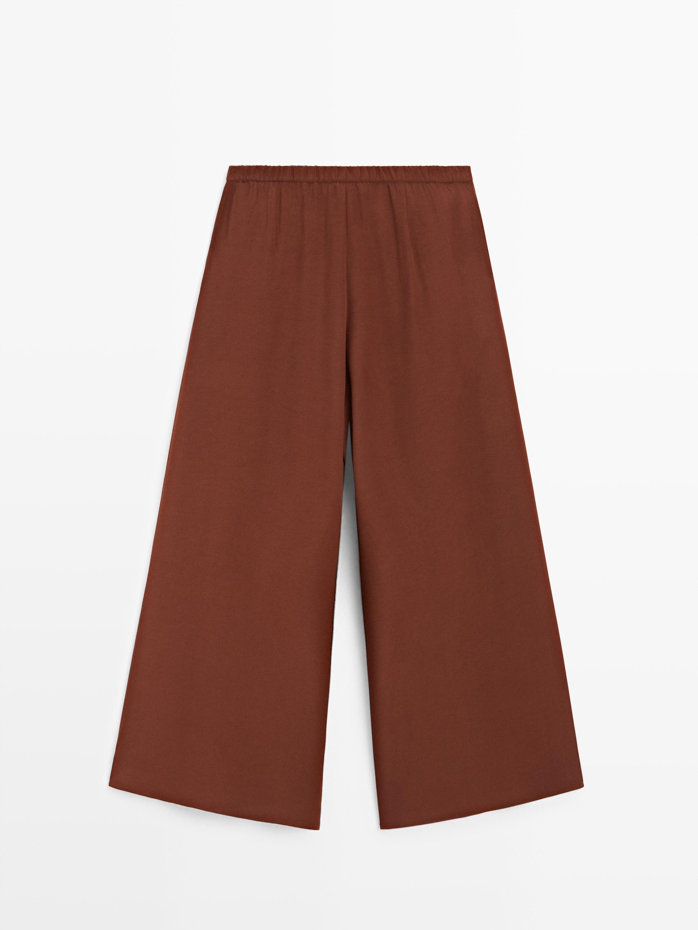 Elastik belli pensli geniş pantolon