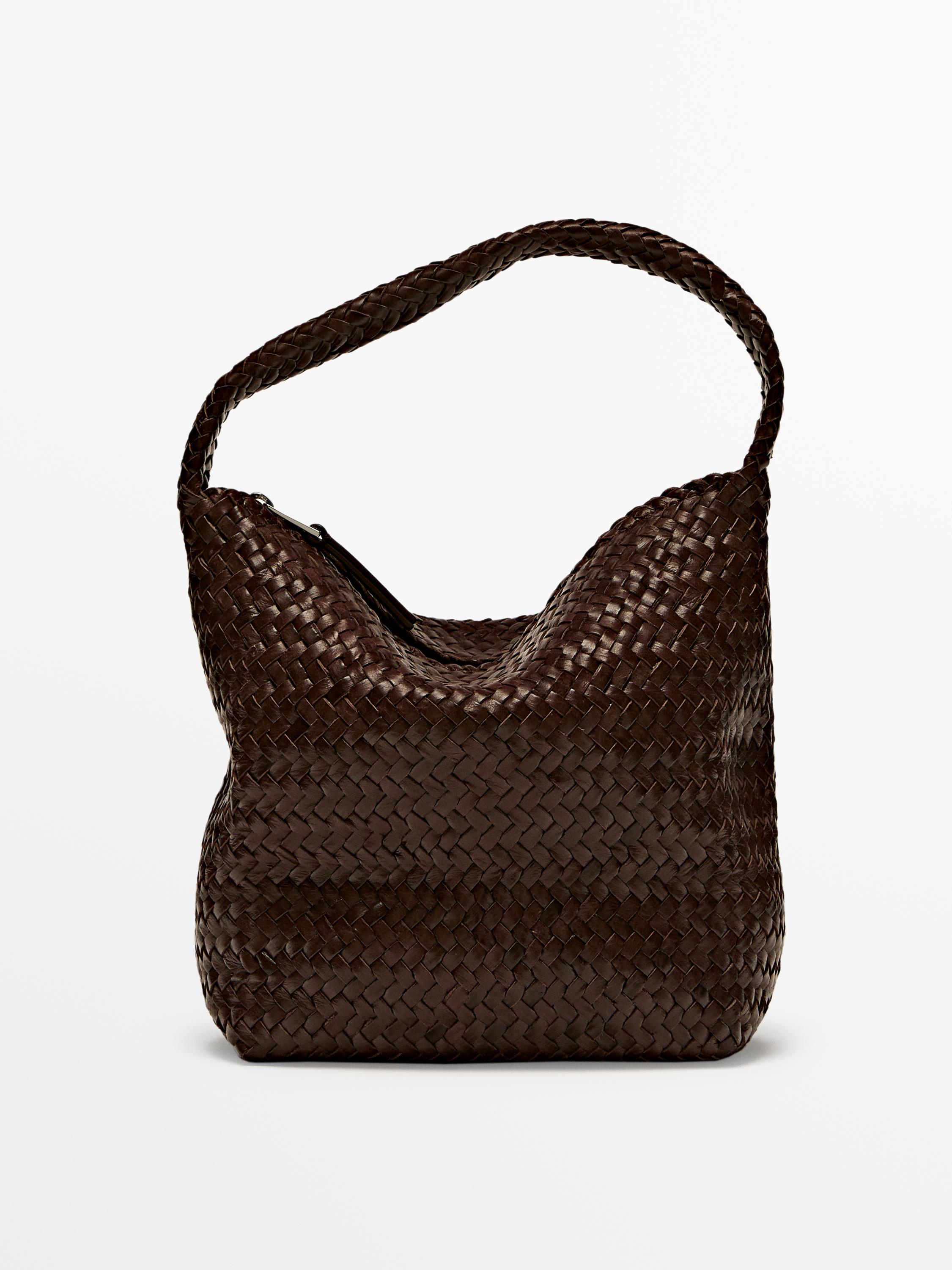Bolso bucket trenzado piel napa