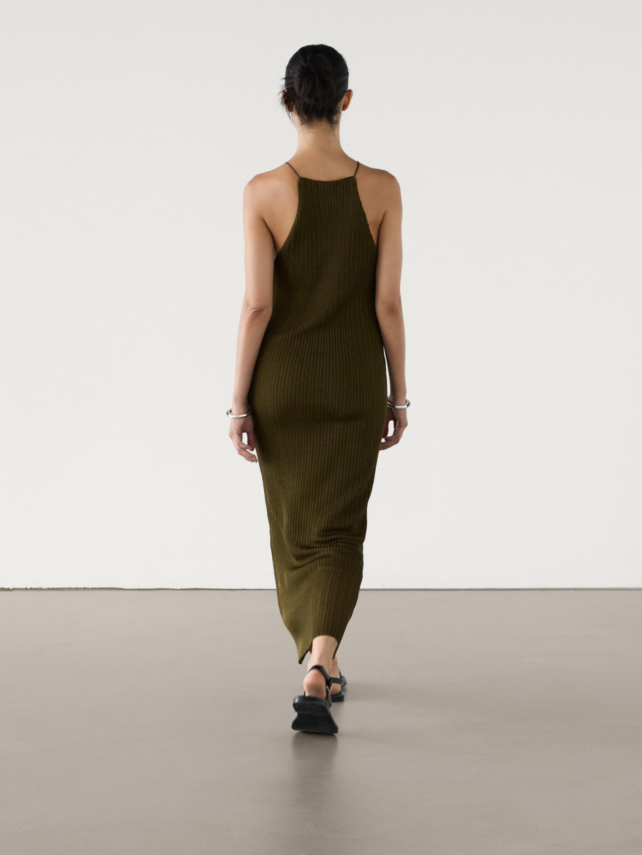 Robe longue maille côtelée