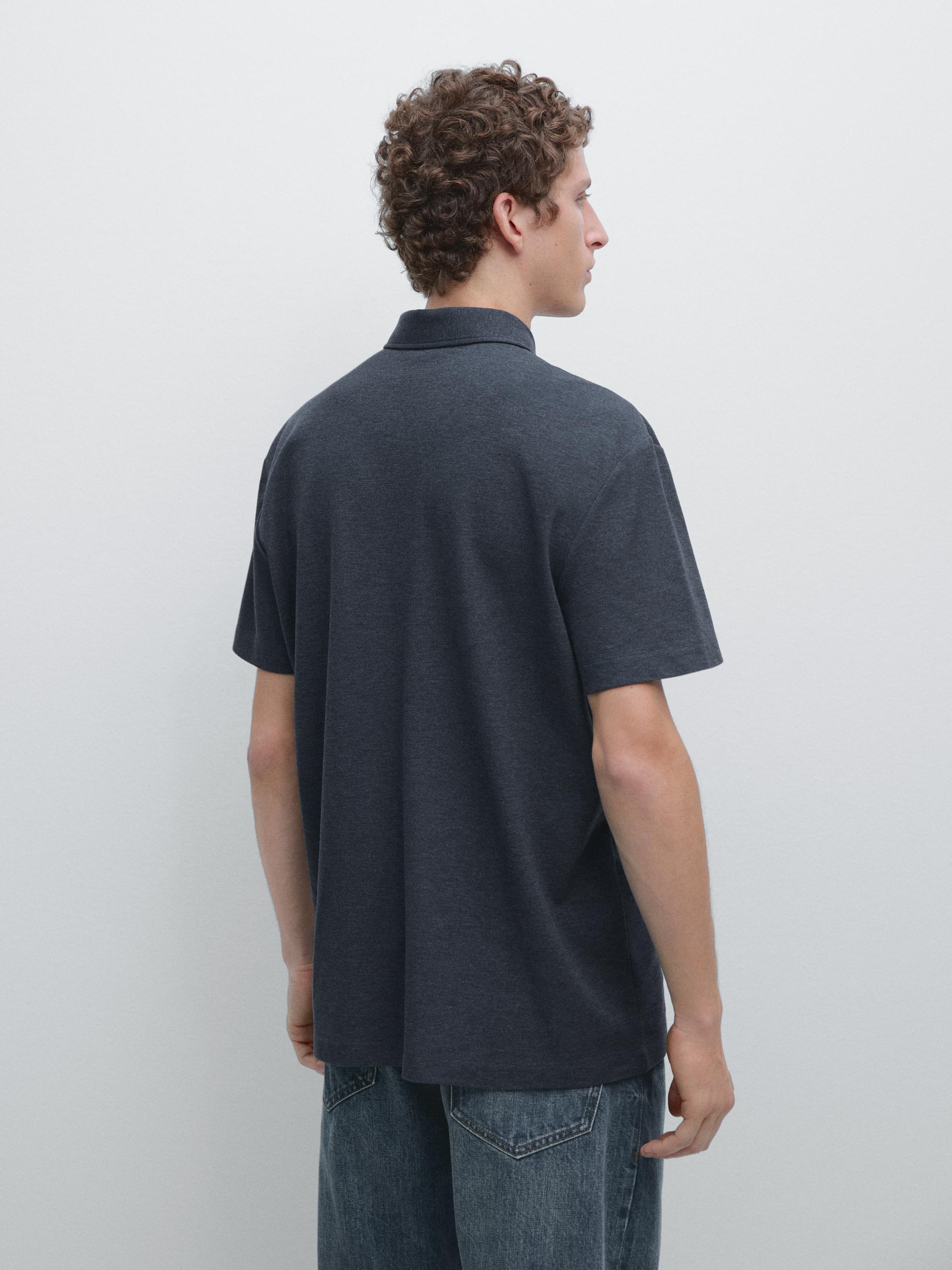Short sleeve cotton polo shirt — INDIGO