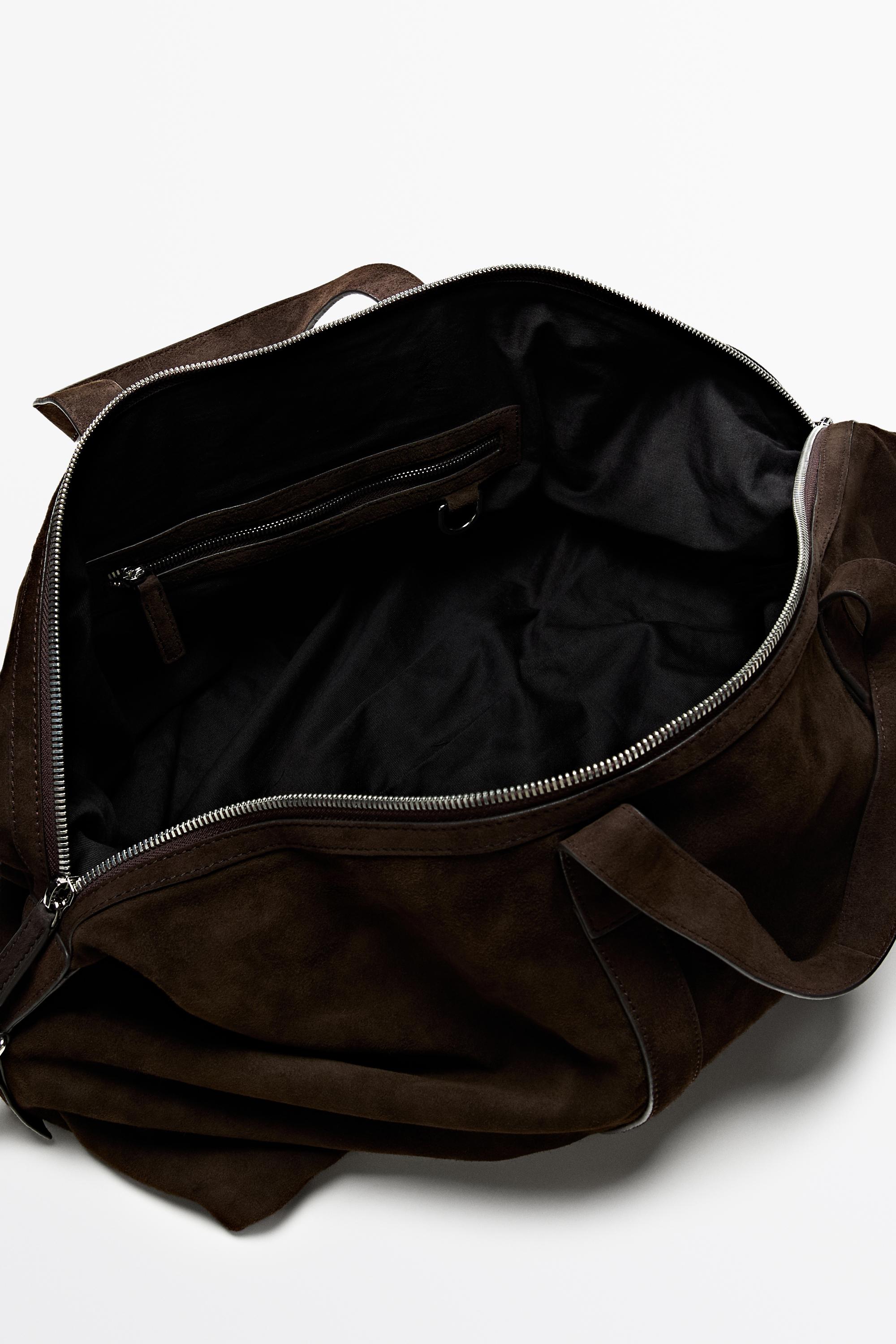 Split suede leather sport bag — Chocolate