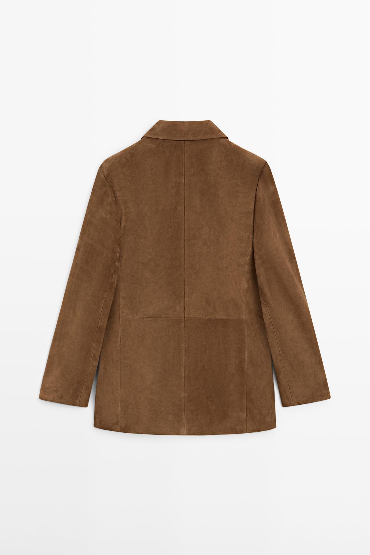 100% Suede lapel blazer — CAMEL