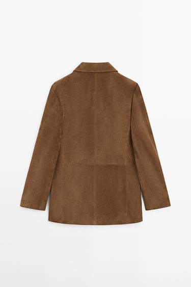 100% Suede lapel blazer — CAMEL 4