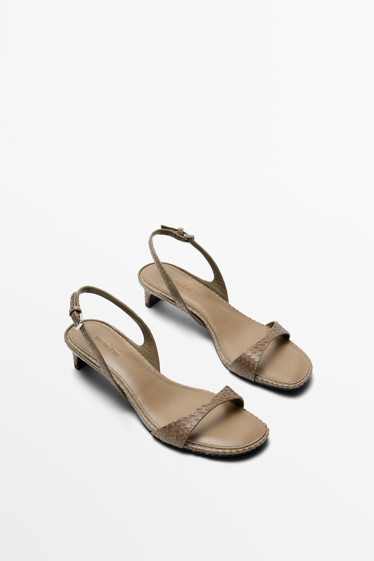 High-heel sandals in embossed leather — ANIMAL PRINT