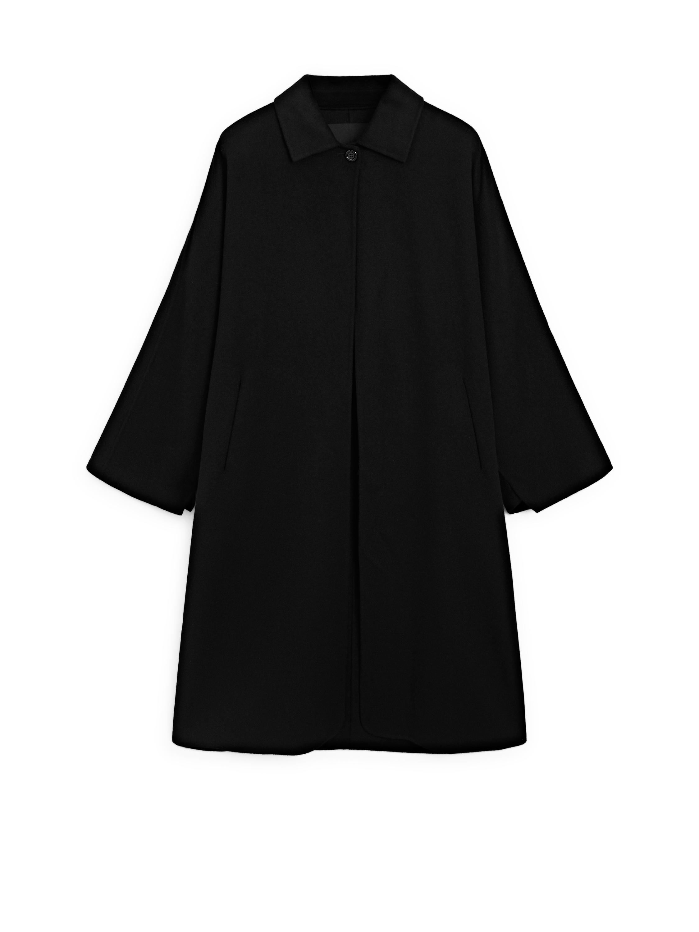 Long batwing sleeve coat · Black · Coats | Massimo Dutti