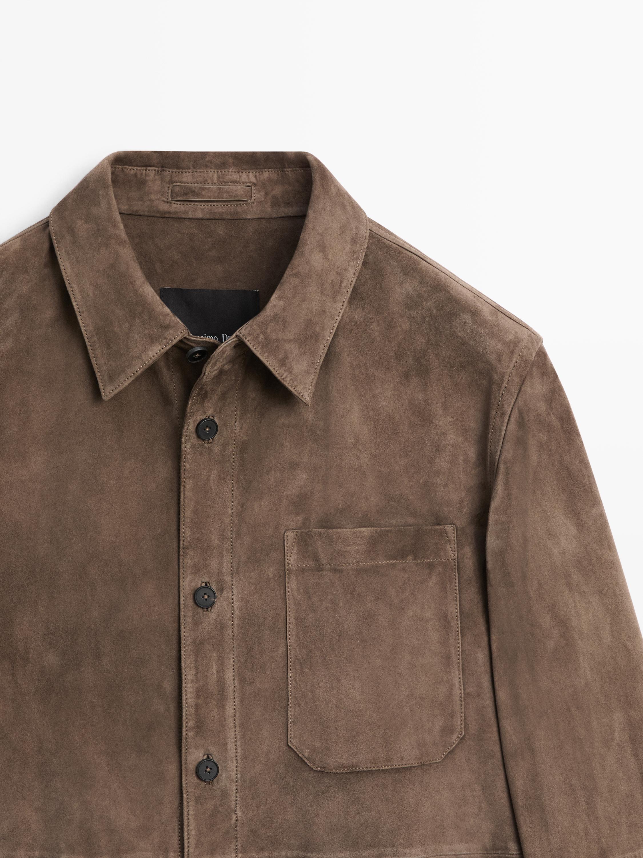 Suede leather overshirt — DARK GREY