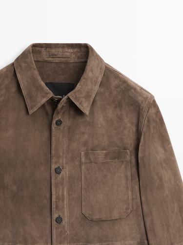 Suede leather overshirt — DARK GREY 4