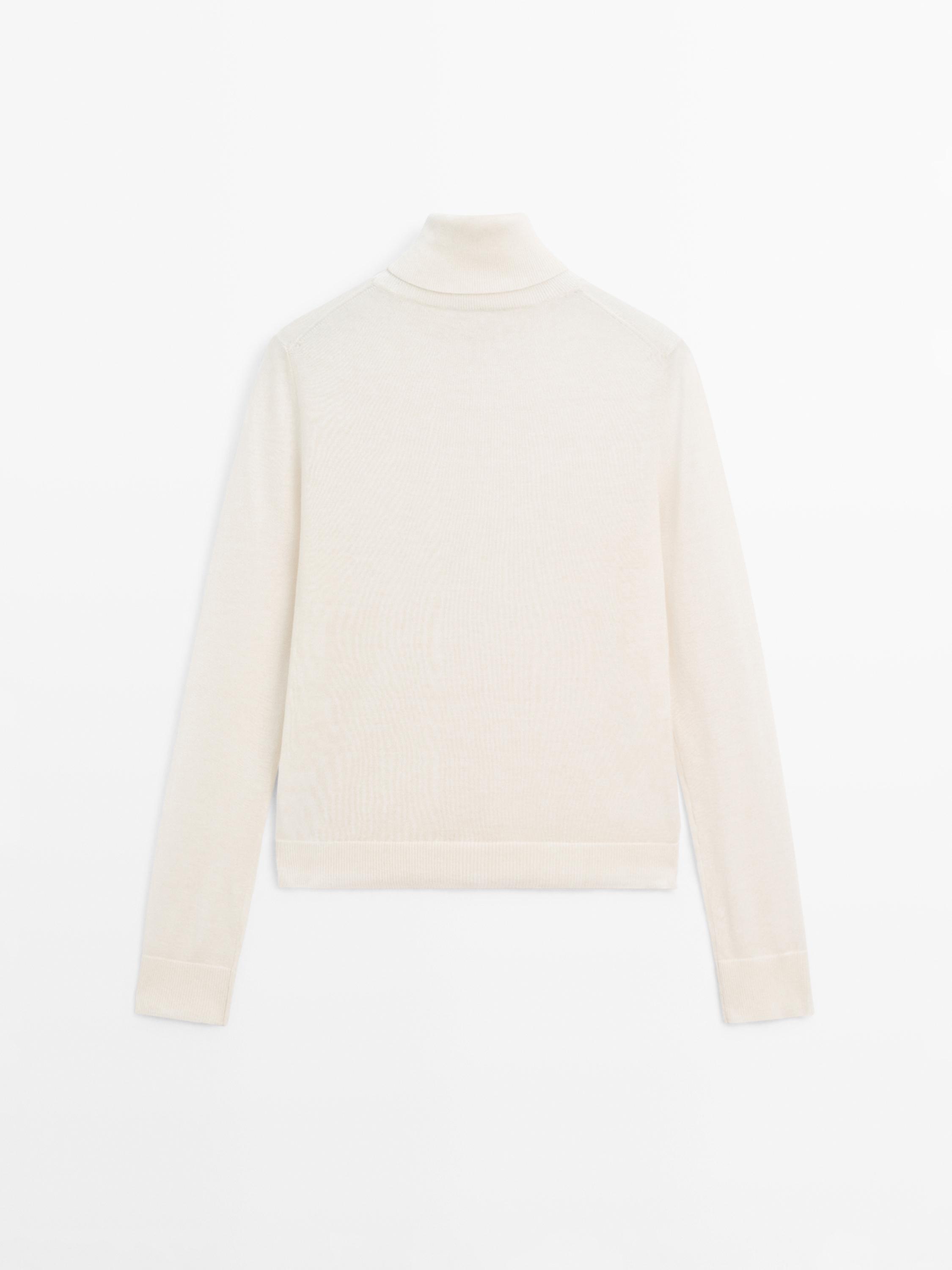 High neck wool blend sweater