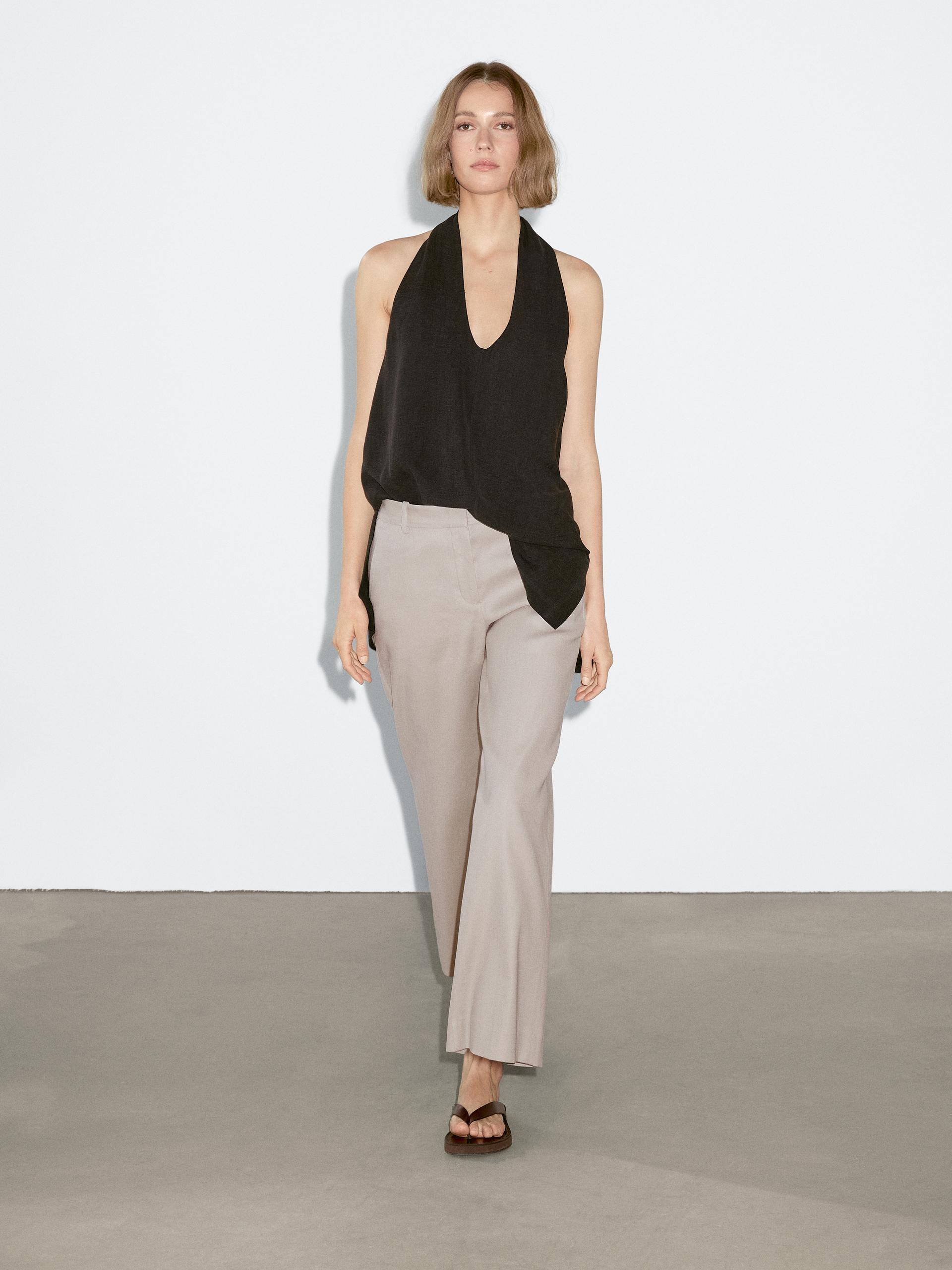 Pantalon Stretch Lin - Pierre - 42 - Massimo Dutti - Femme