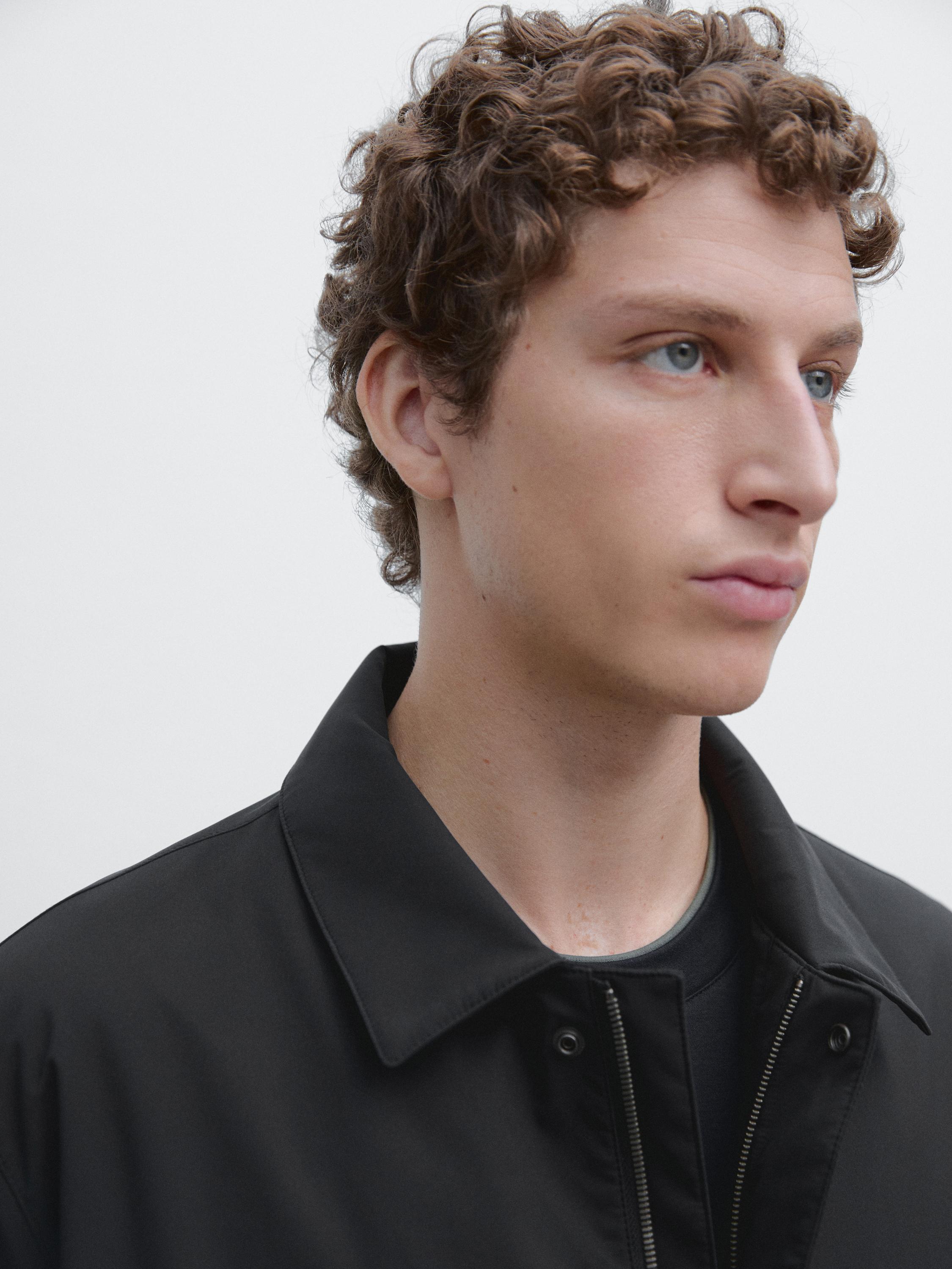 Water-repellent fabric trench coat — NAVY BLUE