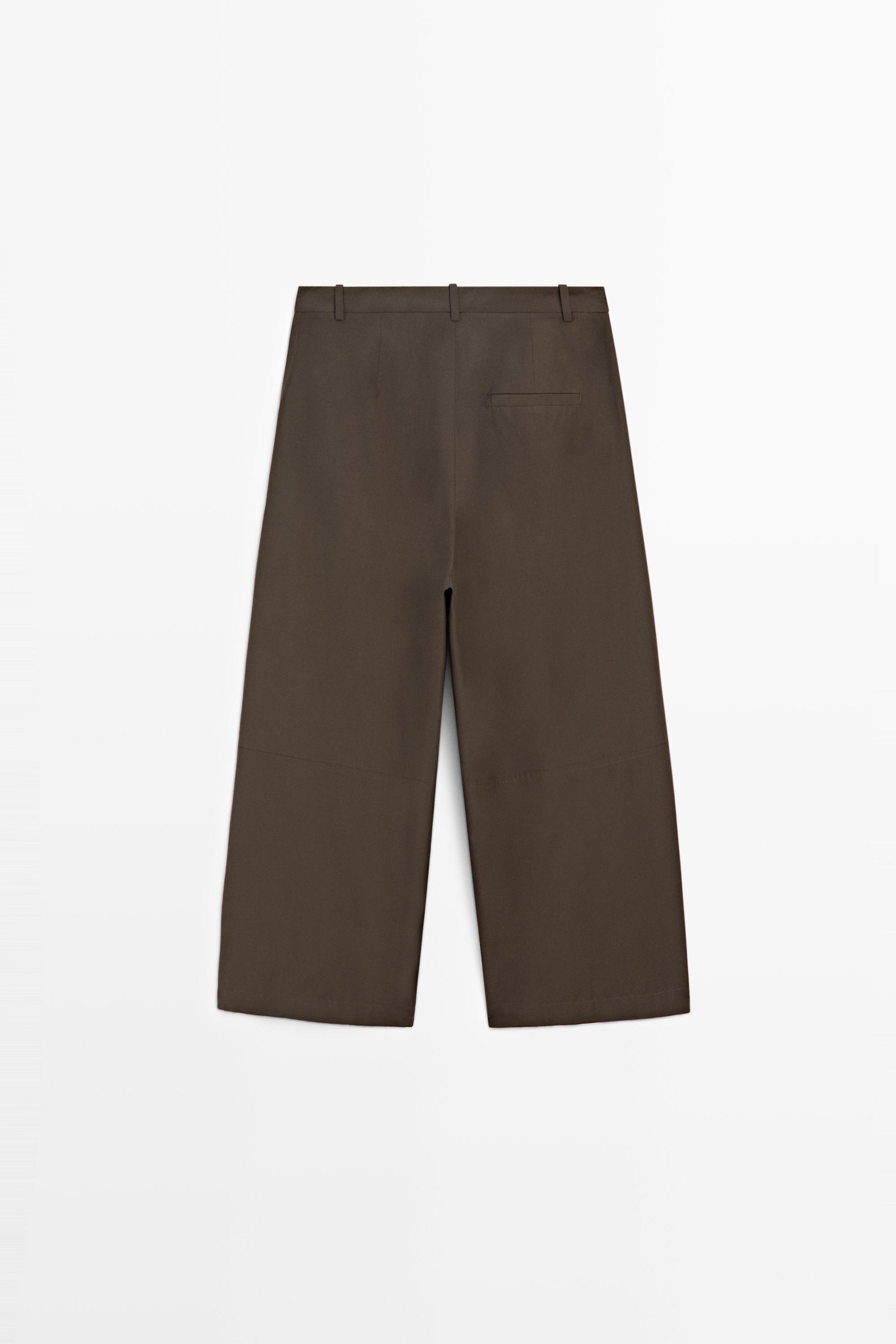 Cotton poplin blend wide-leg pants