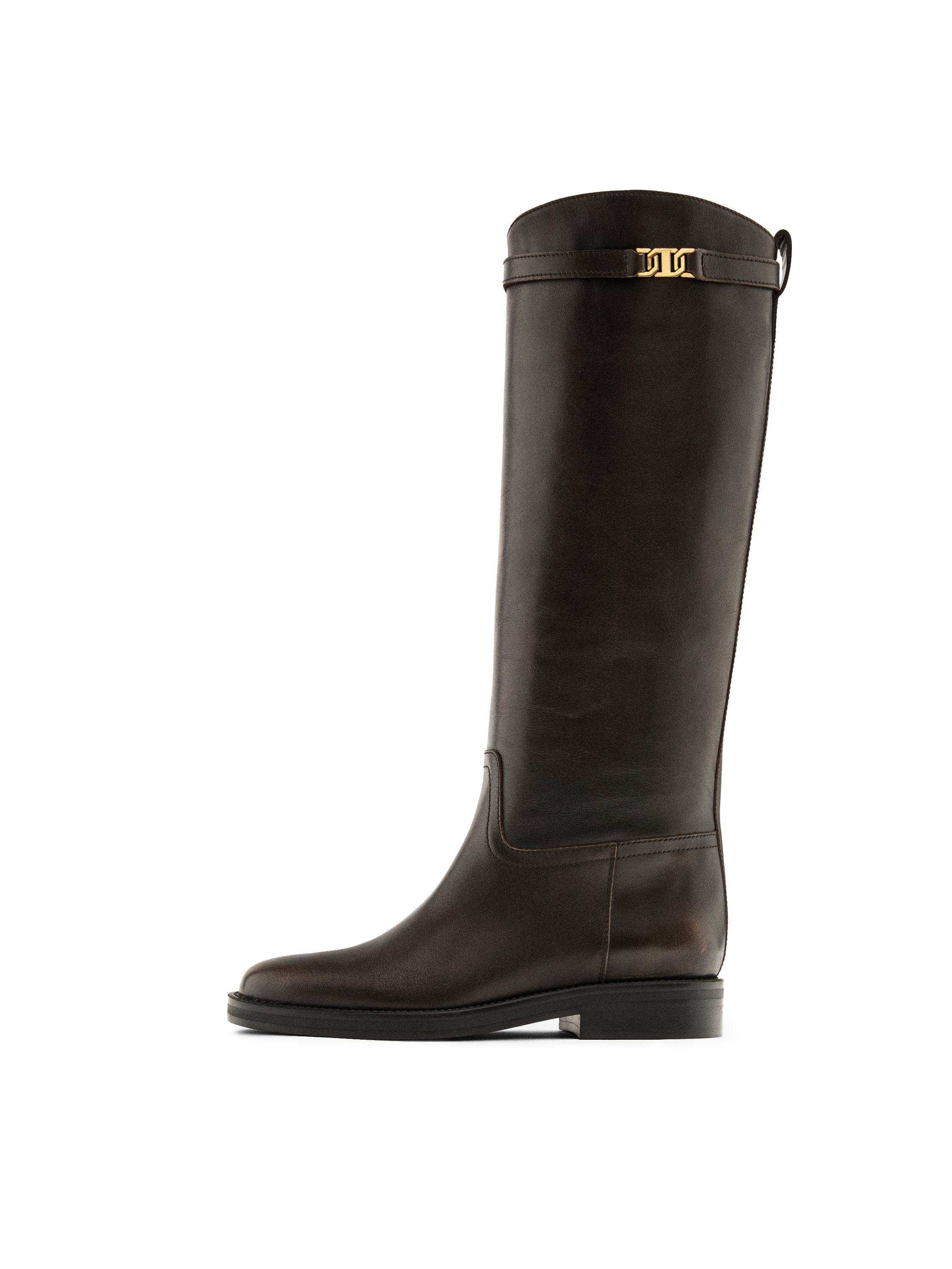 Leather riding boots — BROWN