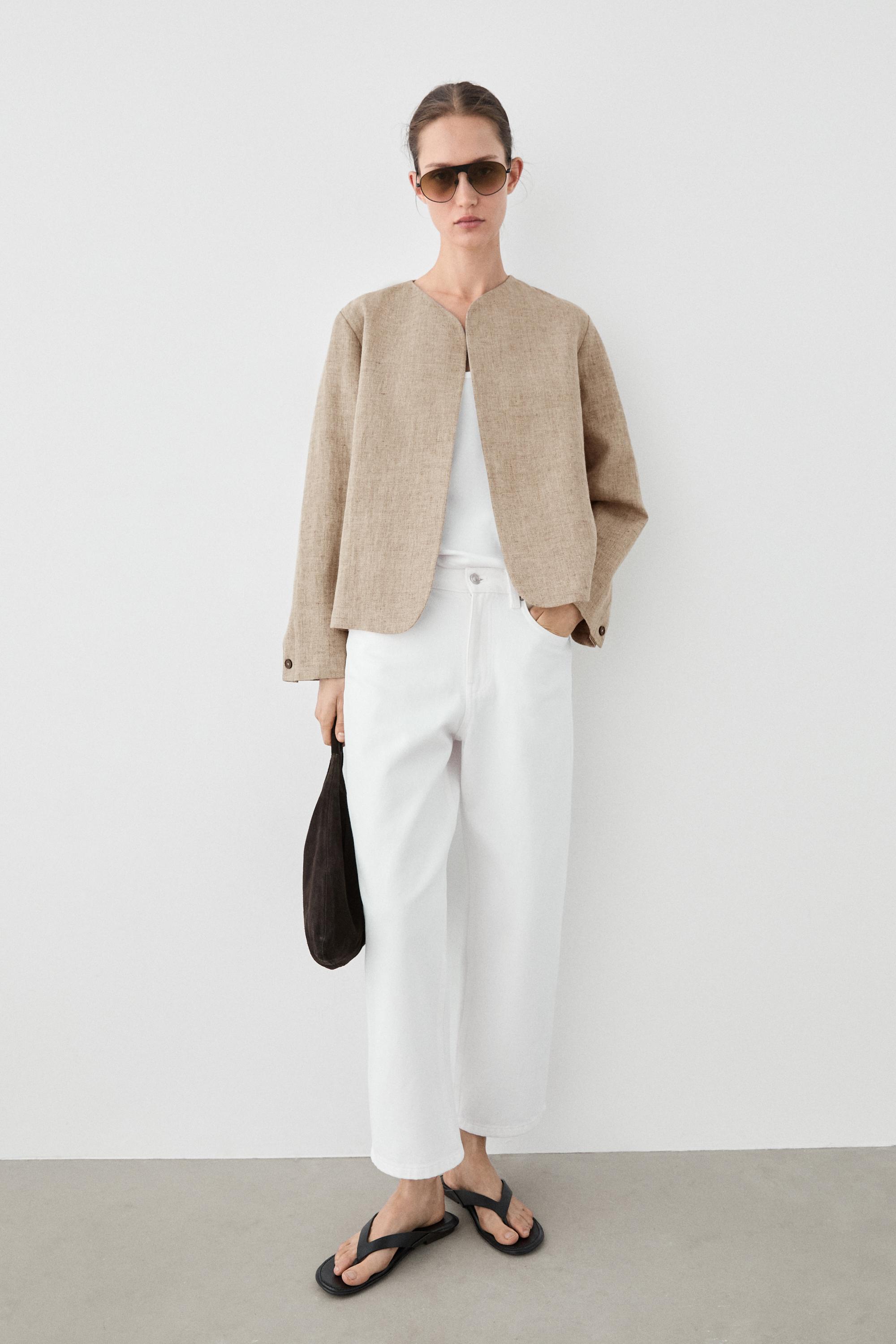 Bomber jacket with flecked detail — BEIGE