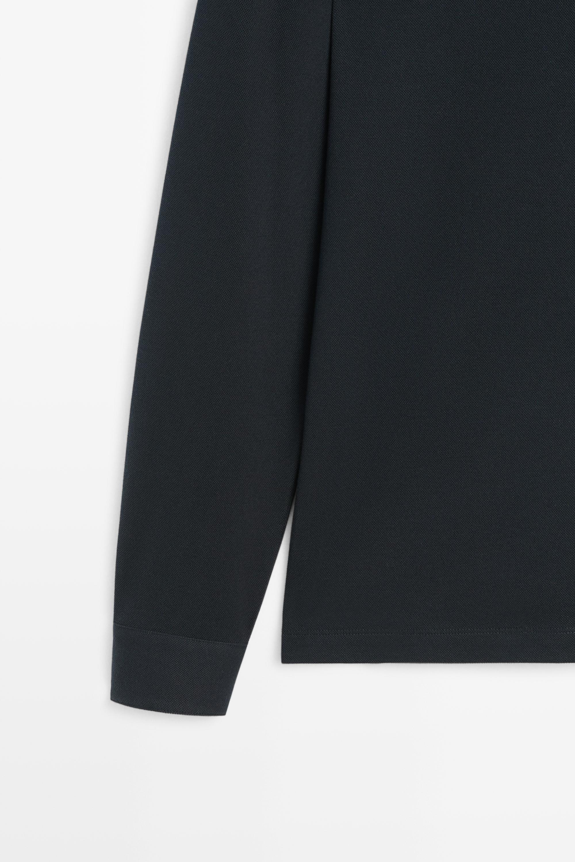100% cotton micro-textured knit polo shirt — NAVY BLUE