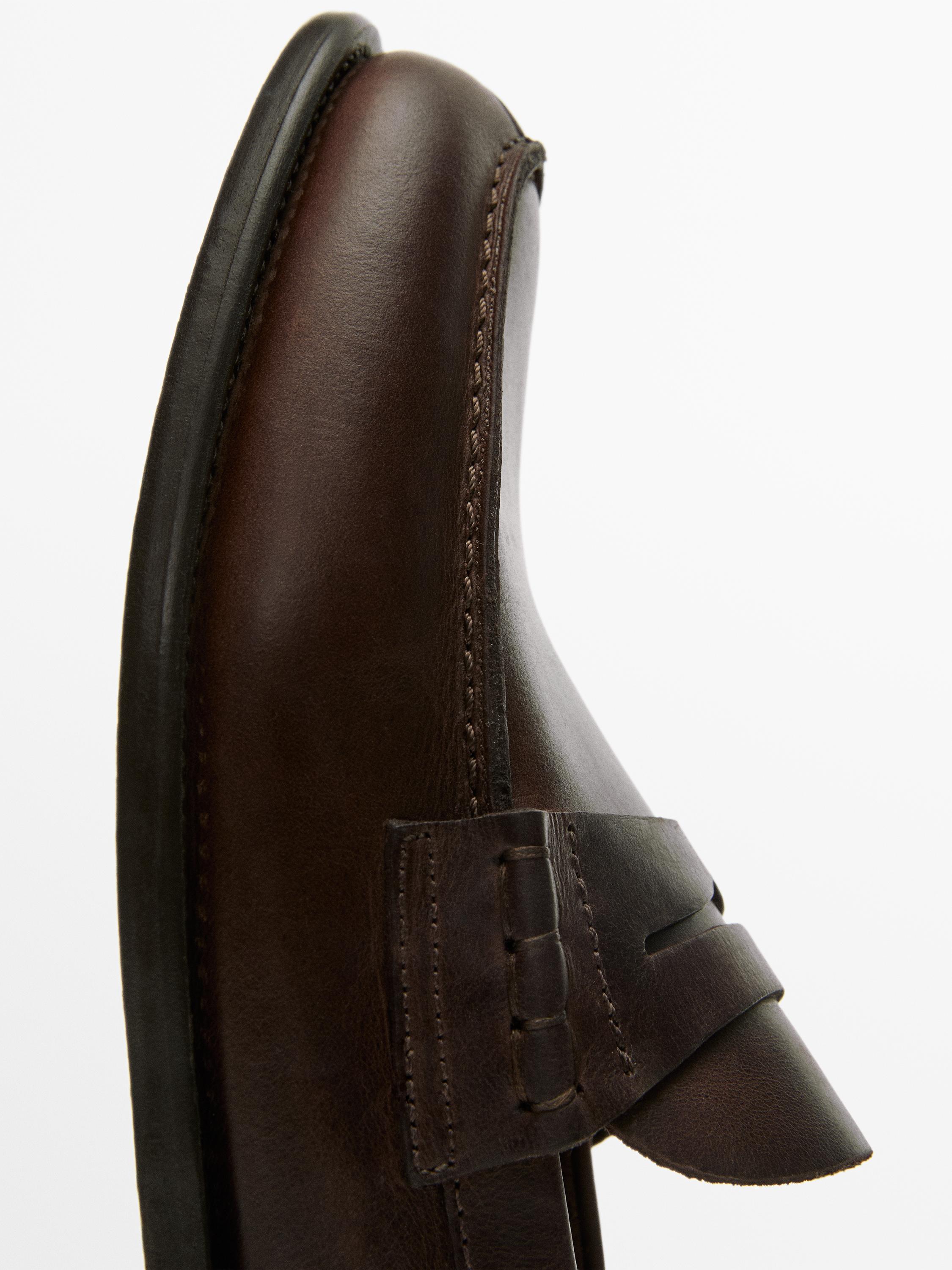 Leather loafers with penny strap — TAN