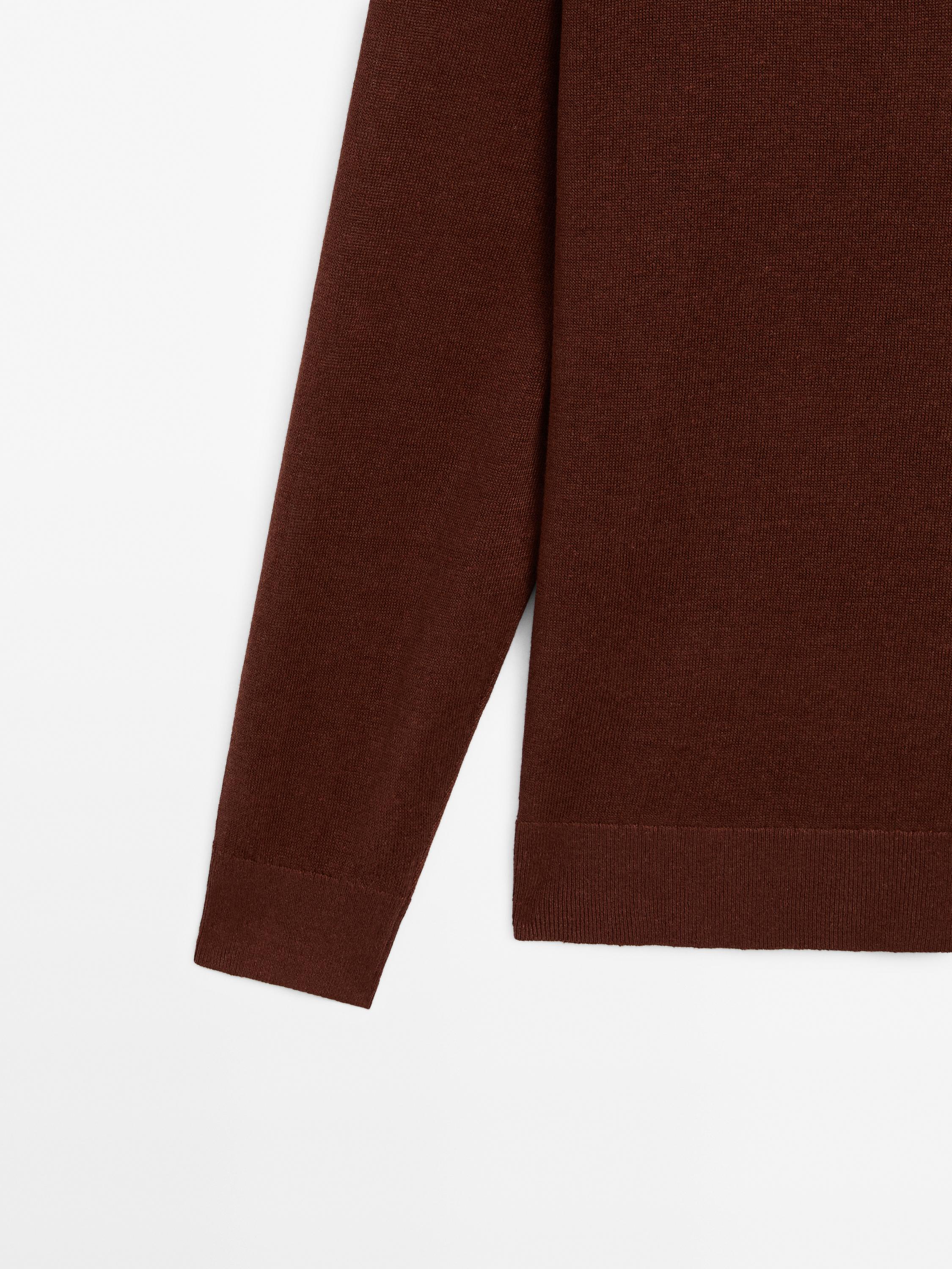 Linen polo collar knit sweater