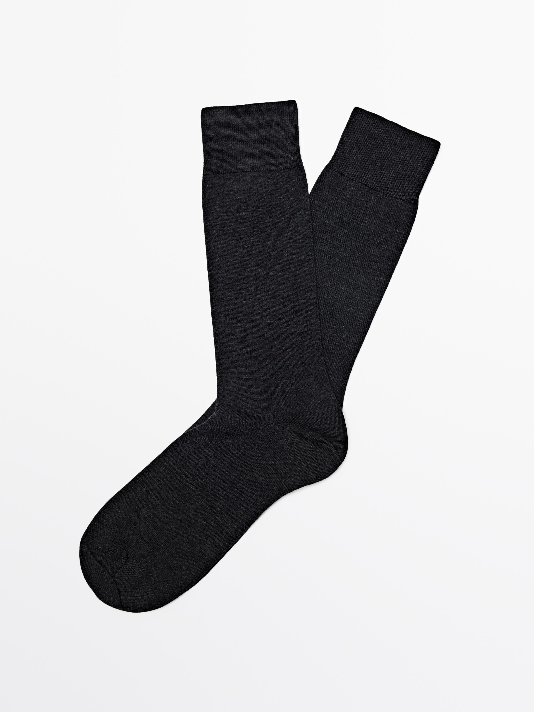 Plain wool blend knit socks