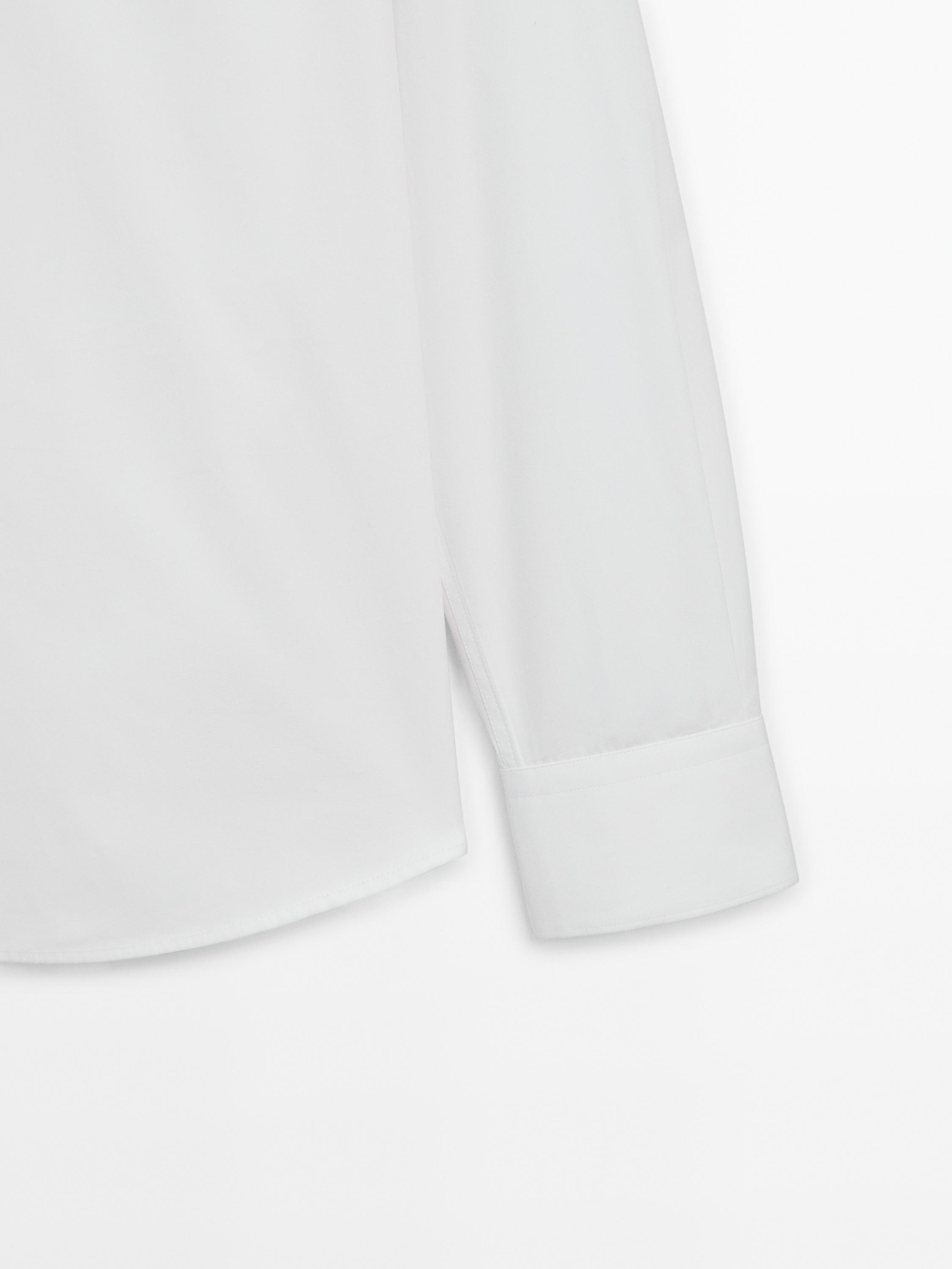 Slim fit 100% cotton poplin shirt — WHITE