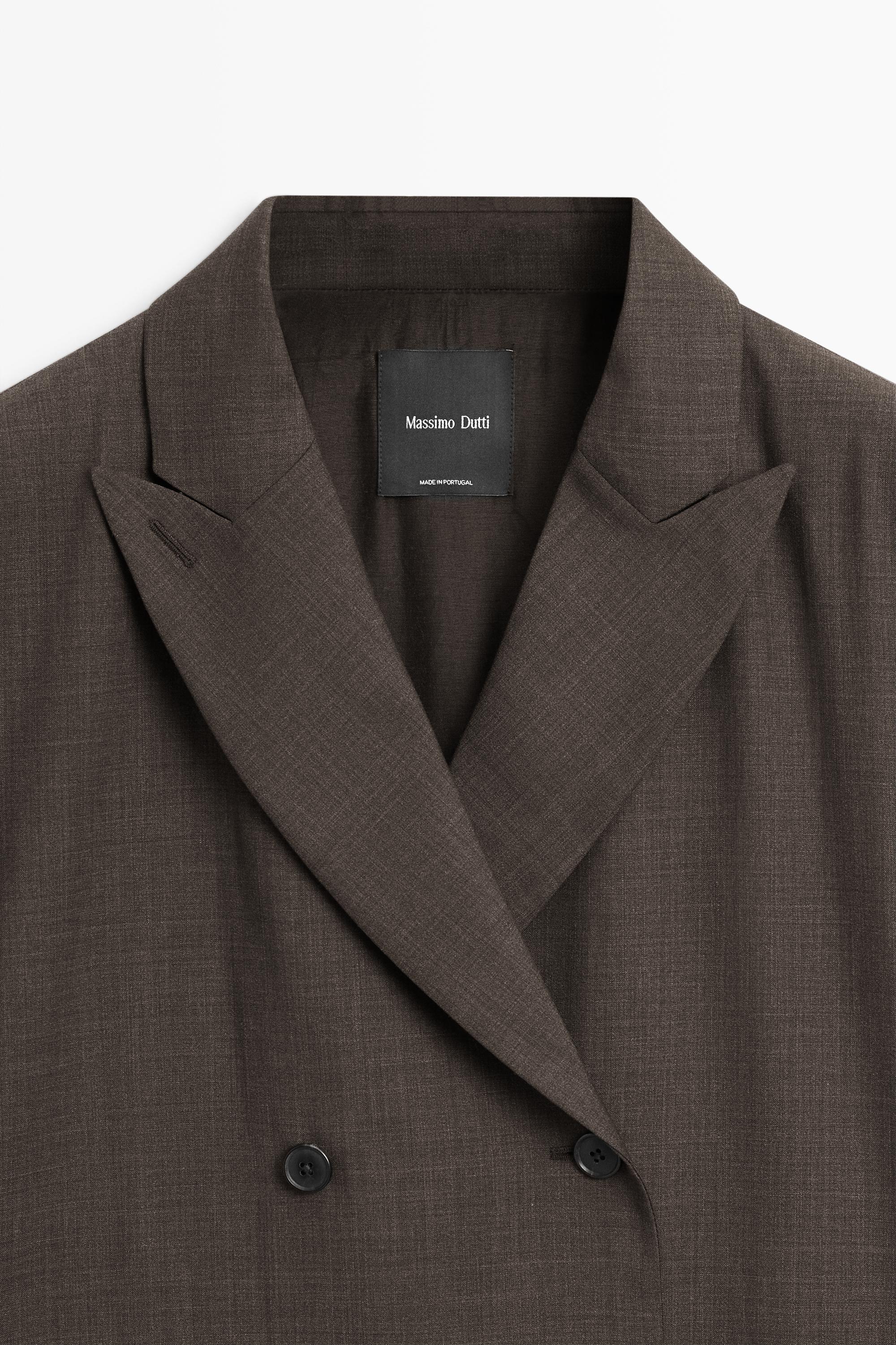 Double-breasted blazer with pocket detail — DARK GREY