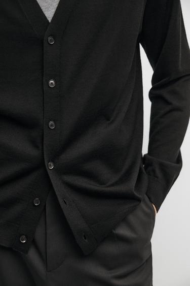 Merino wool button-up cardigan — BLACK 8