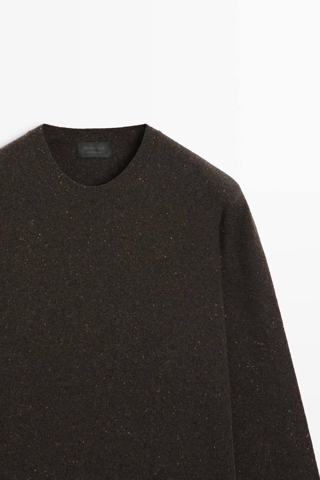 Heathered wool knit sweater — BROWN