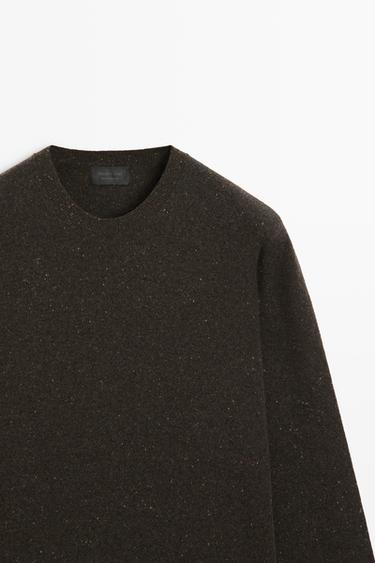 Heathered wool knit sweater — BROWN 4