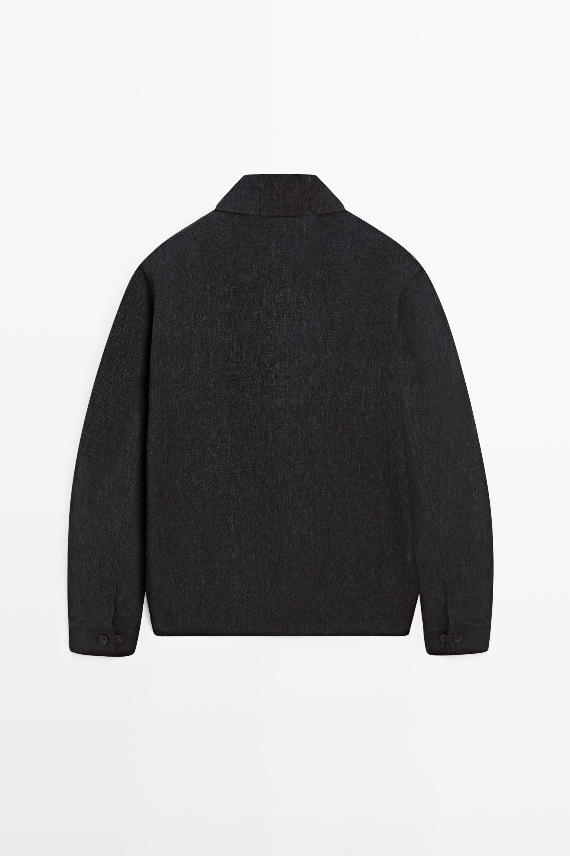 Total look linen jacket with flecked detail — DARK BLUE